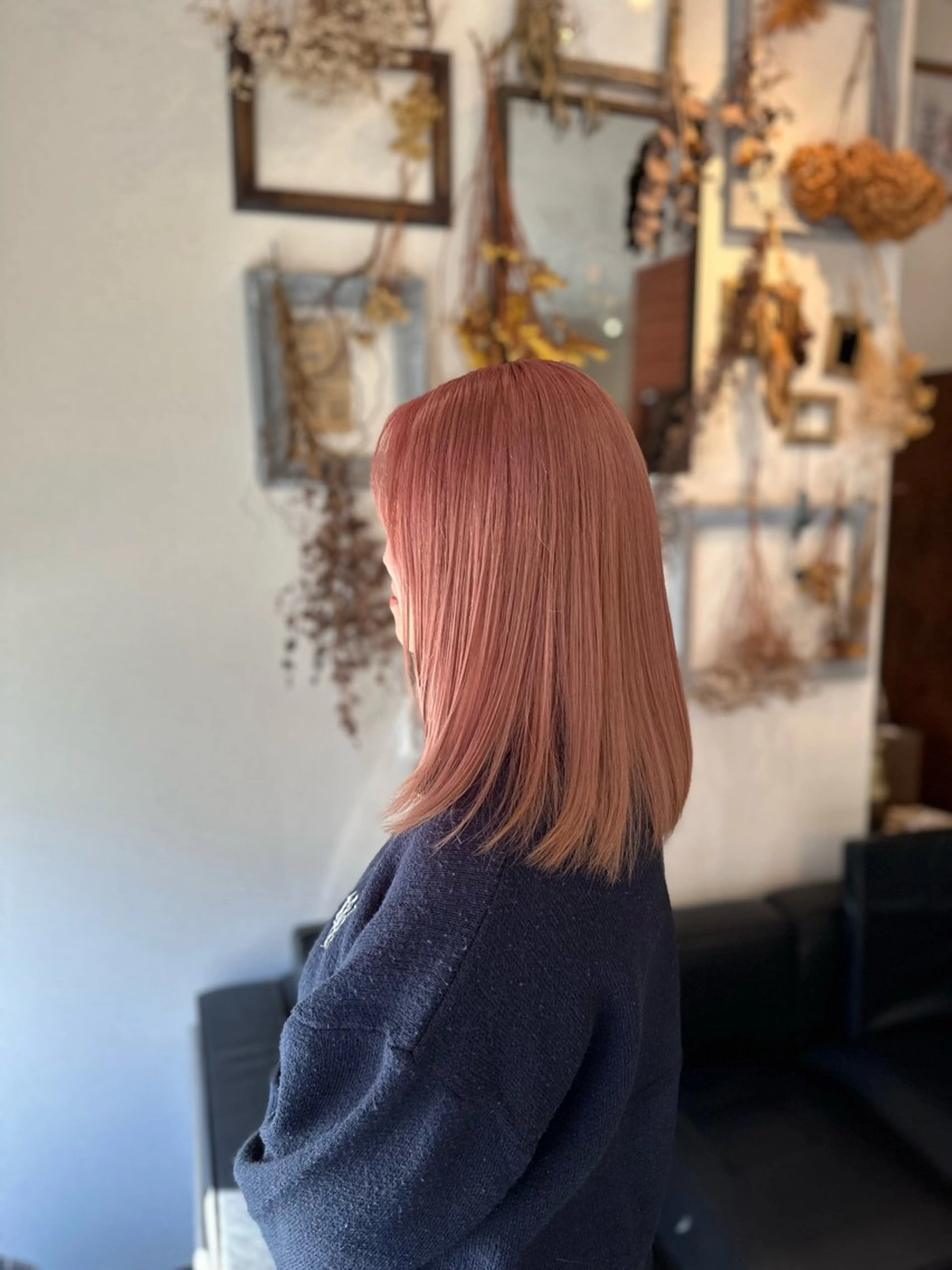 セミロング カラー ブリーチ ピンクカラー カット ヘアカラー 大人女性の艶カット カラー/菊池柊真🌟のヘアスタイル