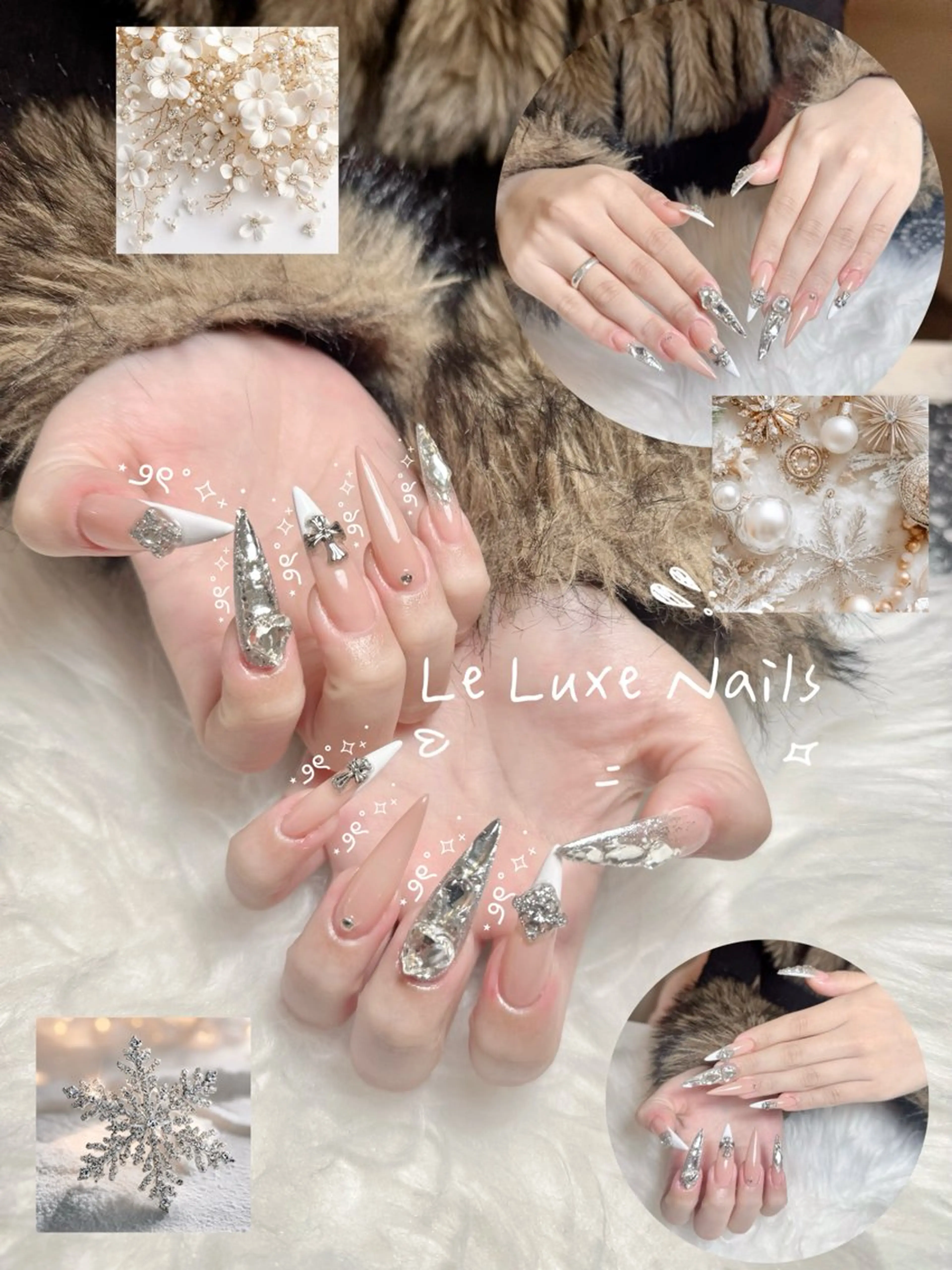 ネイル フレンチネイル キラキラネイル ホワイト le luxe nailsのネイルデザイン
