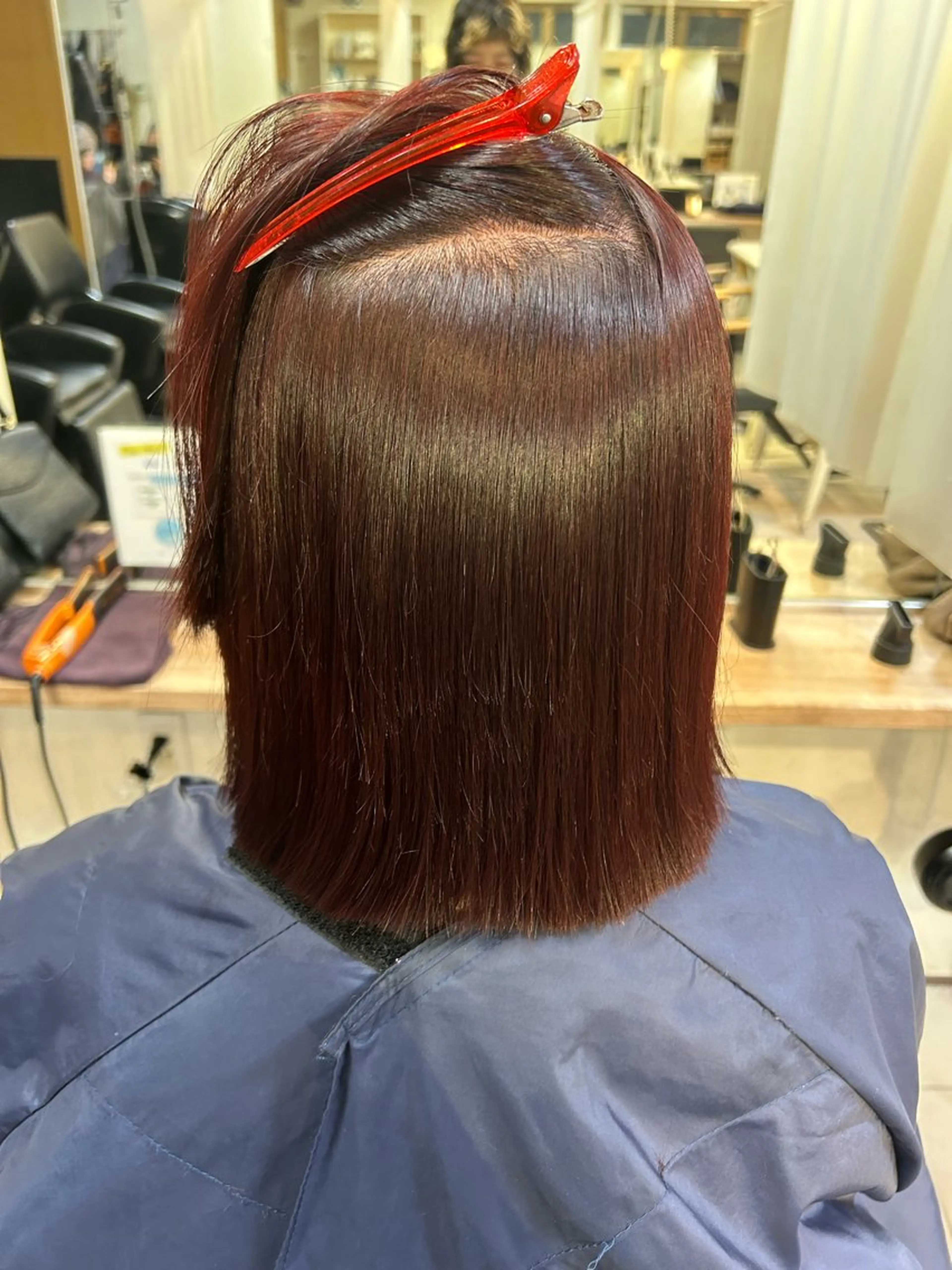 ミディアム カット 縮毛矯正 トリートメント 髪質改善ストレート/ ブリーチ／渋谷　福田のヘアスタイル