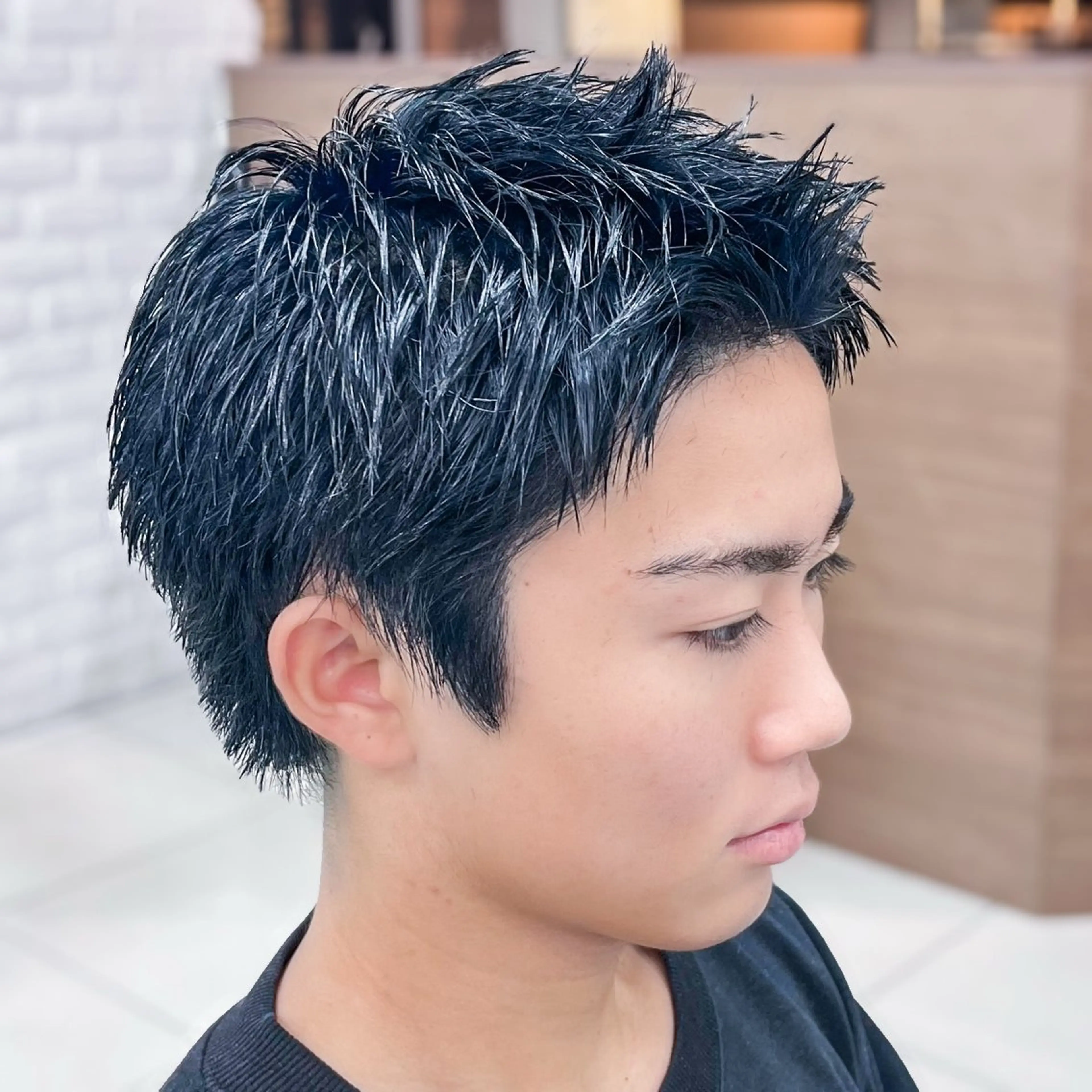 ショート メンズ アップバング スパイキーショート ショートヘア カット メンズパーマ職人 パーマ🔥ritaのヘアスタイル