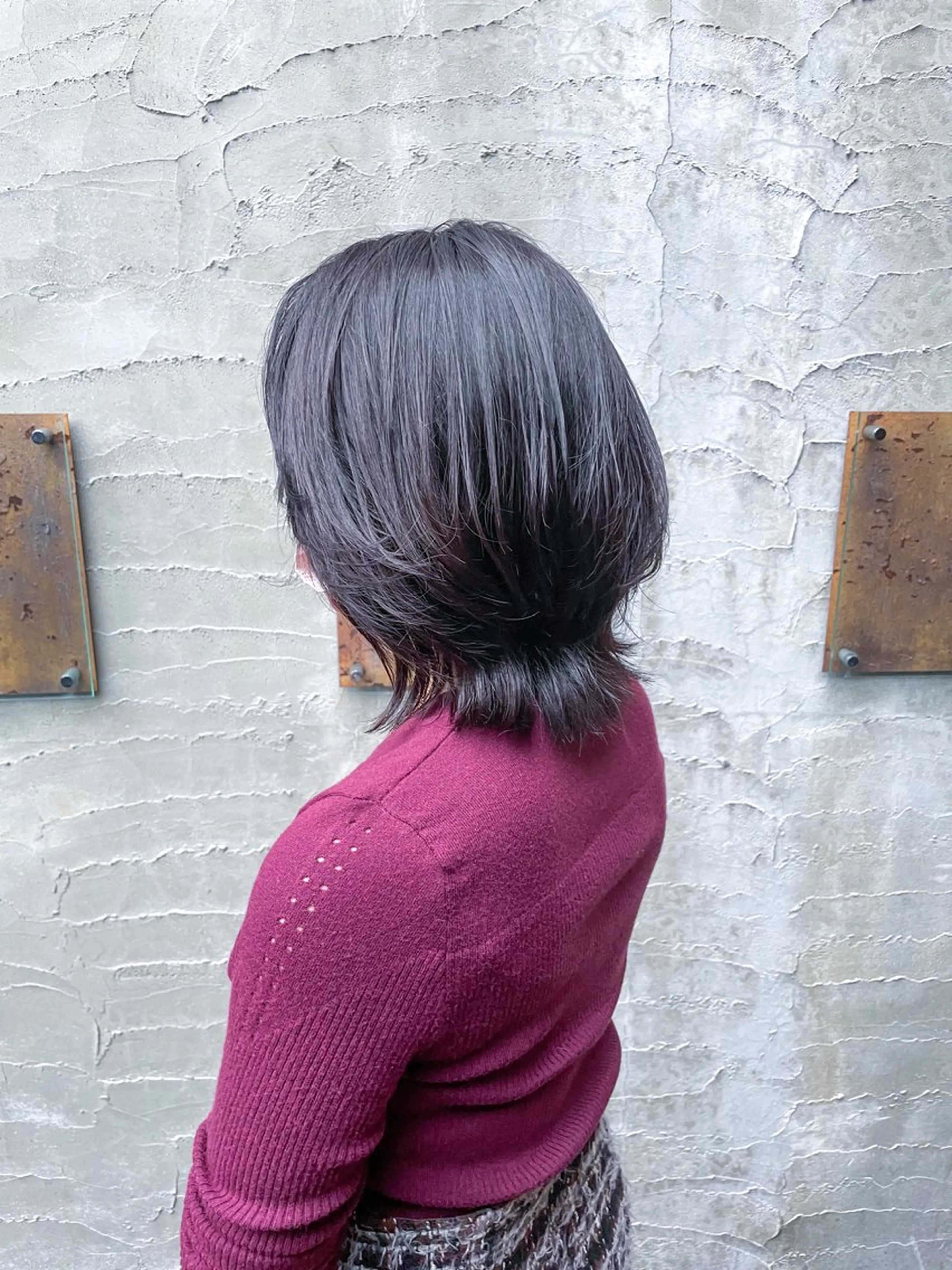 ミディアム くびれヘア レイヤーカット 小顔カット ウルフカット ウルフレイヤー カット ショート/レイヤー/ ツヤ髪/なかちゃんのヘアスタイル