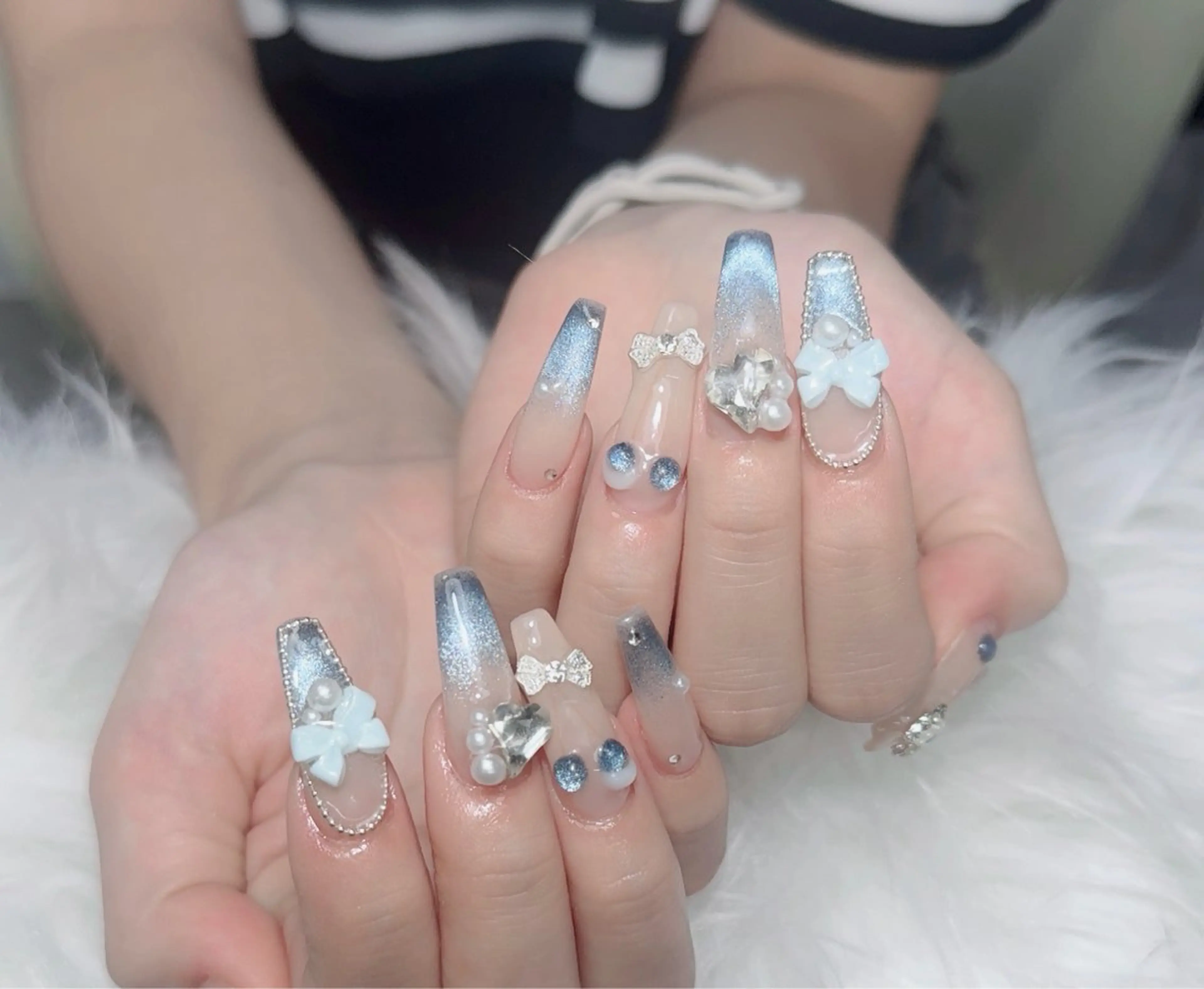 ネイル アートネイル フレンチネイル ジェルネイル 韓国ネイル マグネットネイル Lenie Nail Salonのネイルデザイン