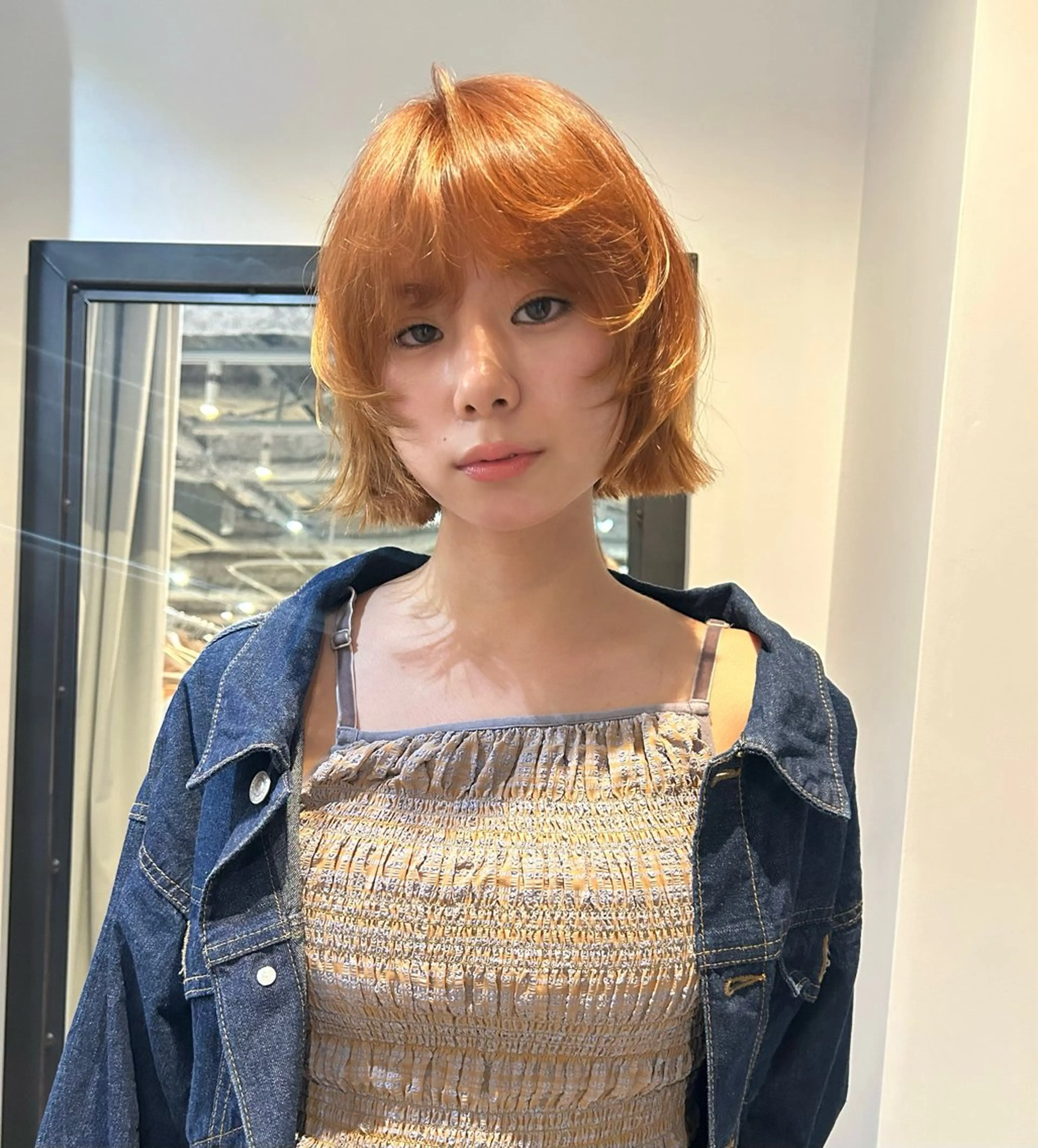 ミディアム カラー ヘアアレンジ オレンジ カット ヘアカラー 🎀suzuna 透明感colorのヘアスタイル