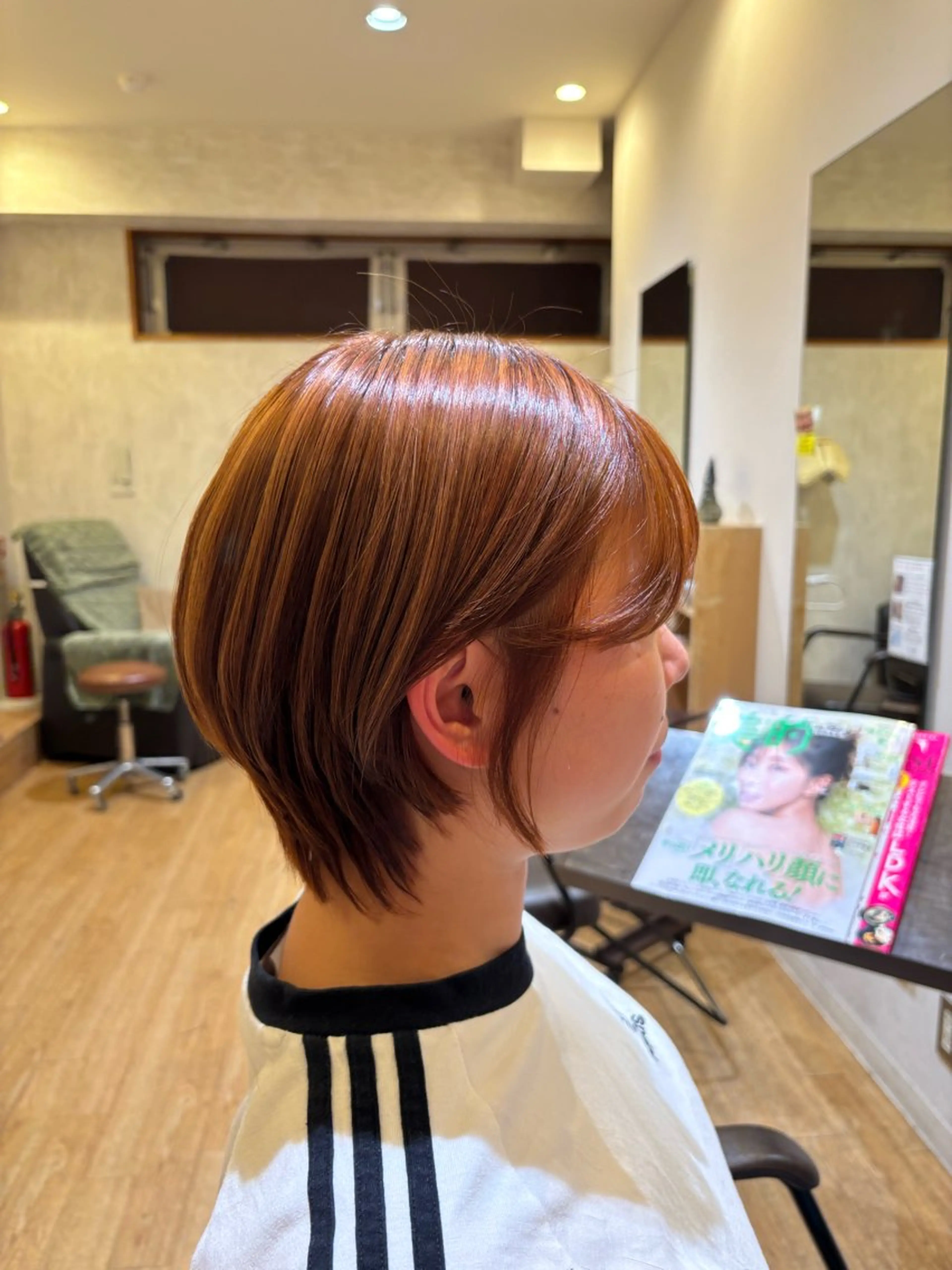 ショート カラー オレンジ ショートヘア カット ヘアカラー トリートメント レイヤー/髪質改善 山口 恋のヘアスタイル