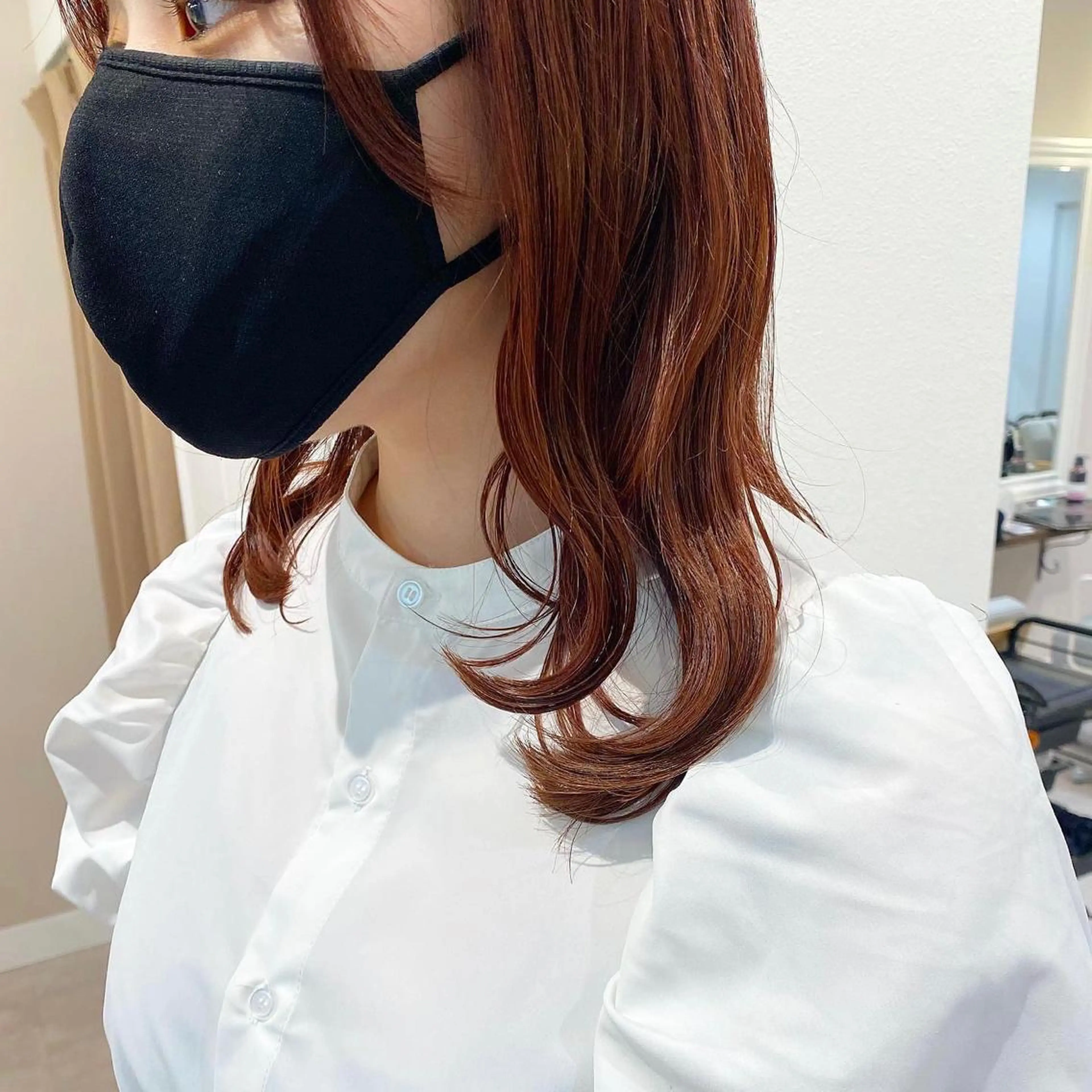 ミディアム カラー ヘアアレンジ オレンジ オレンジレッド レッドカラー サロウィン浦和所属・愛されヘア/ 暖色カラー/まいこのヘアスタイル