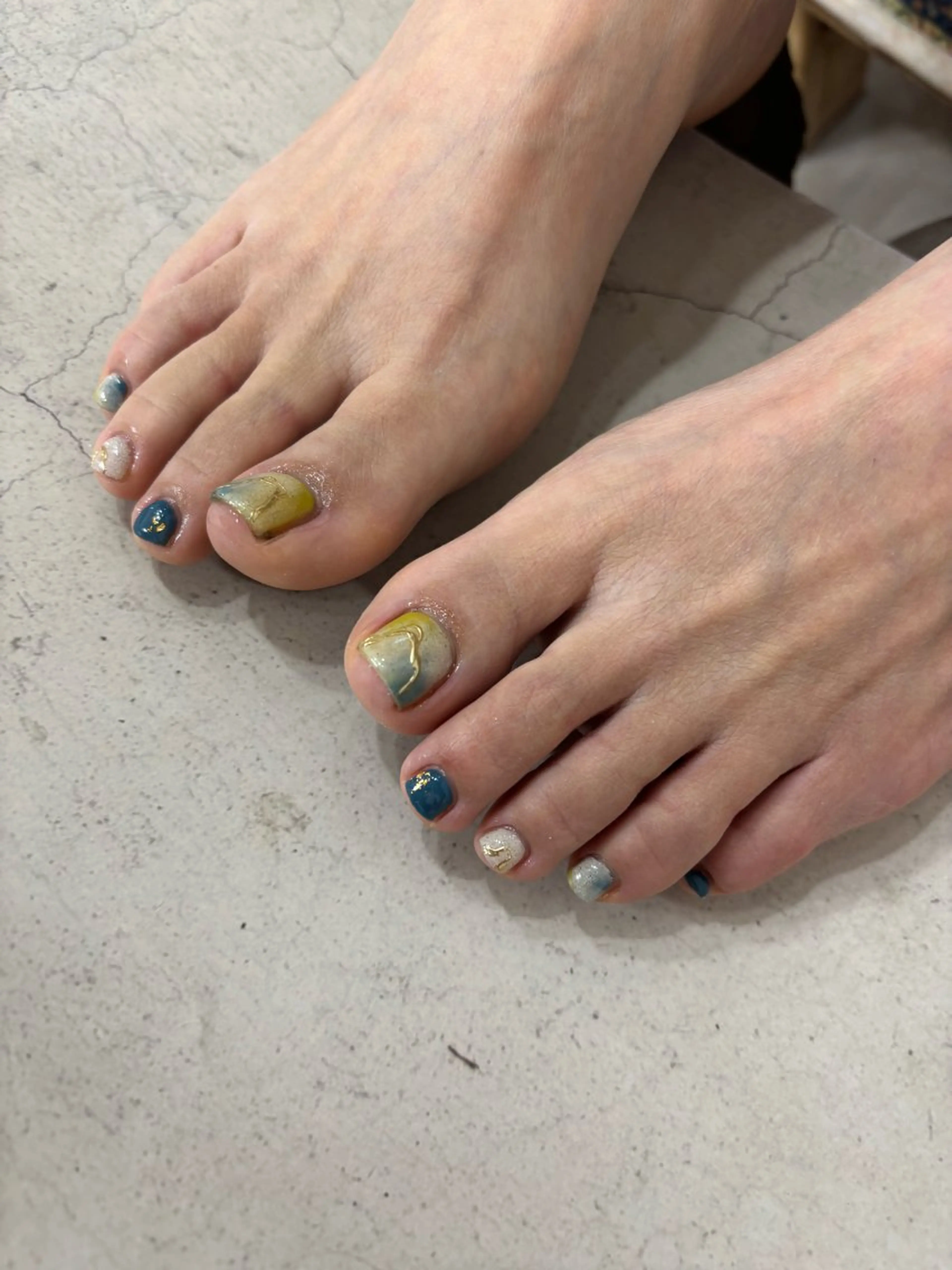 ネイル ブルー フットネイル 夏ネイル フットネイル kawaguchi yukiのネイルデザイン