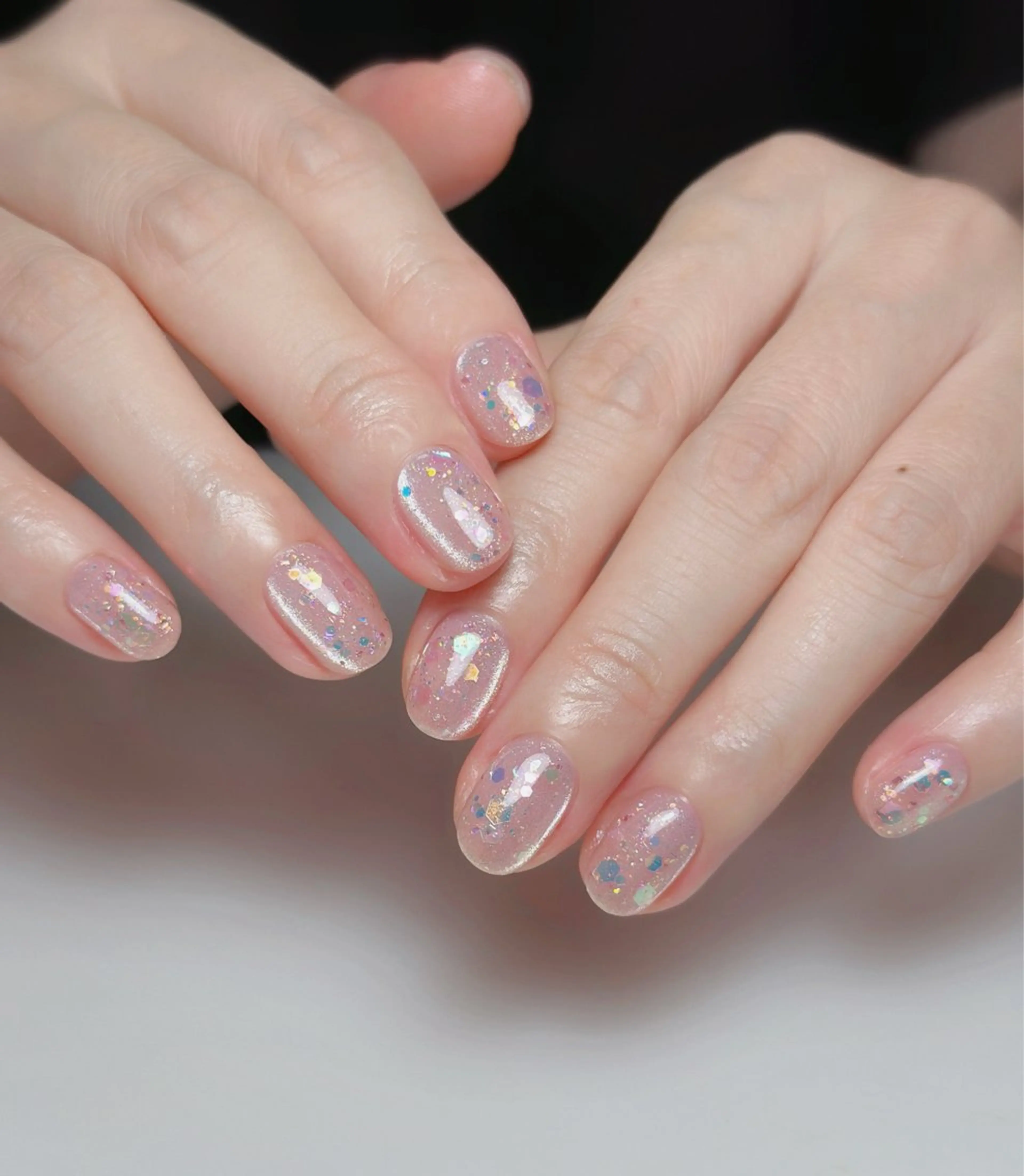 ネイル オーロラネイル 長さ出し フットネイル 韓国ネイル ラメ(グリッター) ハンドネイル 👍thumbs up nail👍のネイルデザイン