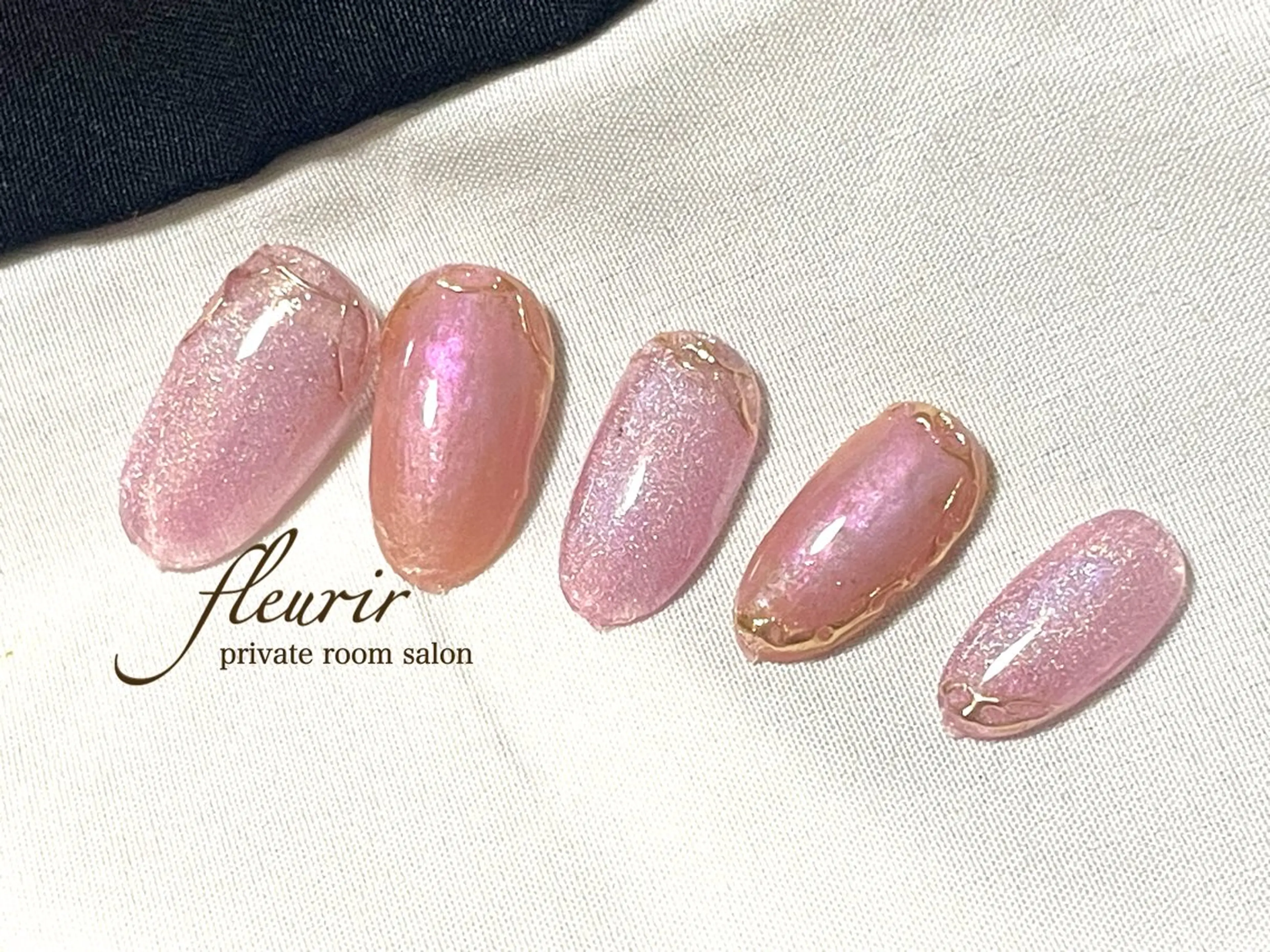 ネイル アートネイル ブルー クリアネイル ゴールド グリーン フルリール 【プライベートサロンのネイルデザイン