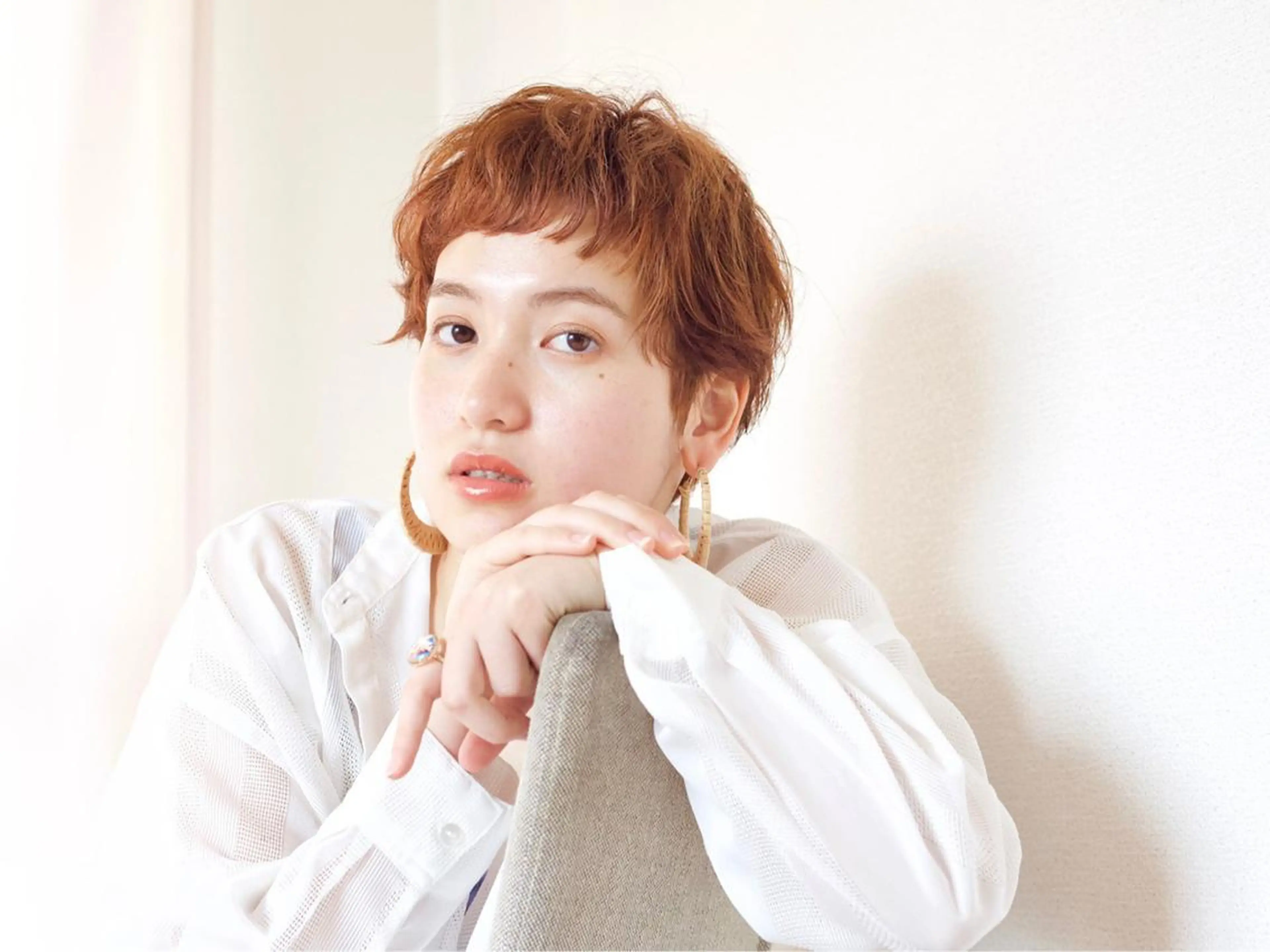 ショート カラー ベージュカラー オレンジ オレンジベージュ ショートヘア 髪質改善特化 谷口祐綺のヘアスタイル