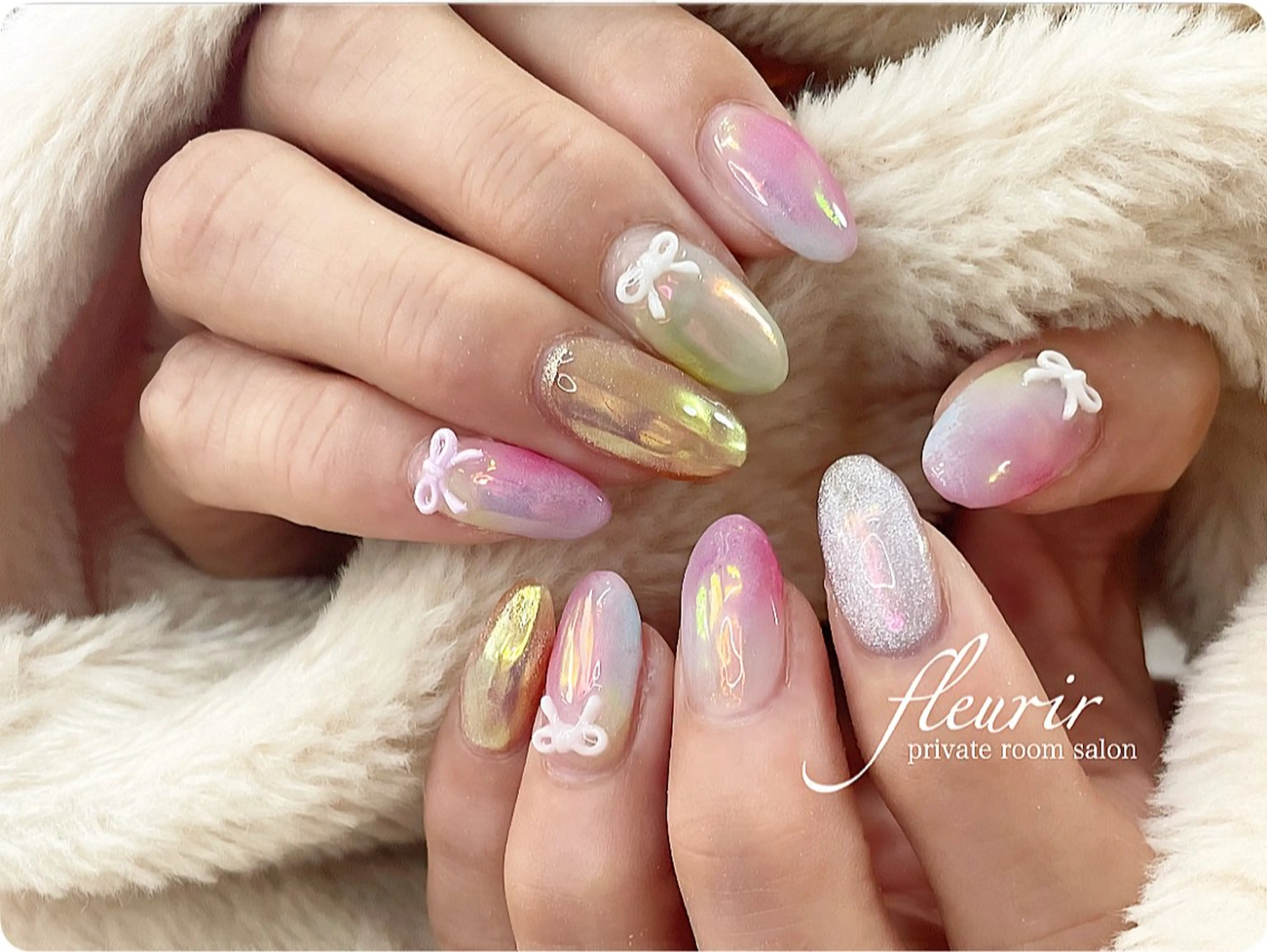 ネイル オーロラネイル オレンジ パステルネイル 黄色 フルリール 【プライベートサロンのネイルデザイン