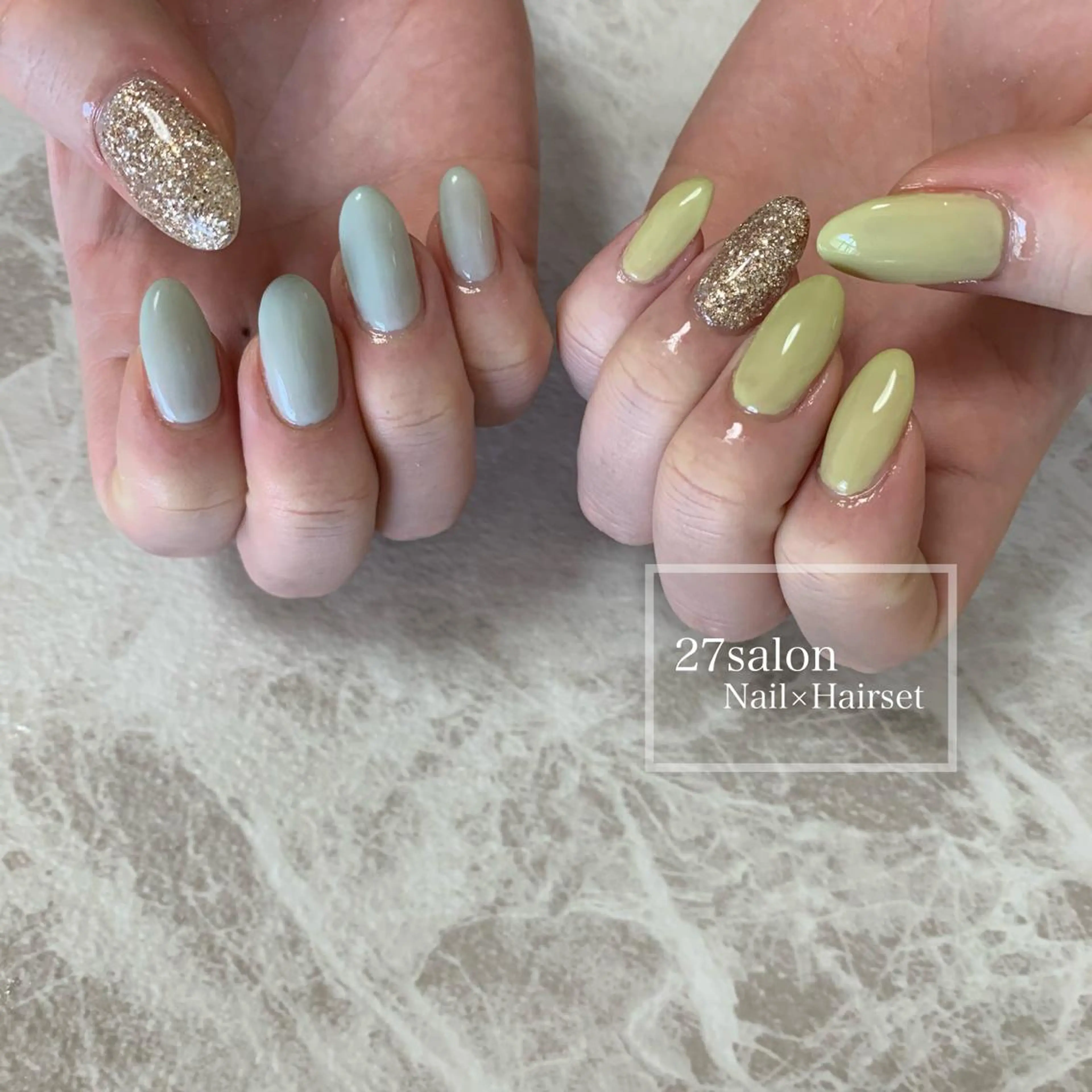 ネイル グリーン ピスタチオネイル 27salon yuinaのネイルデザイン