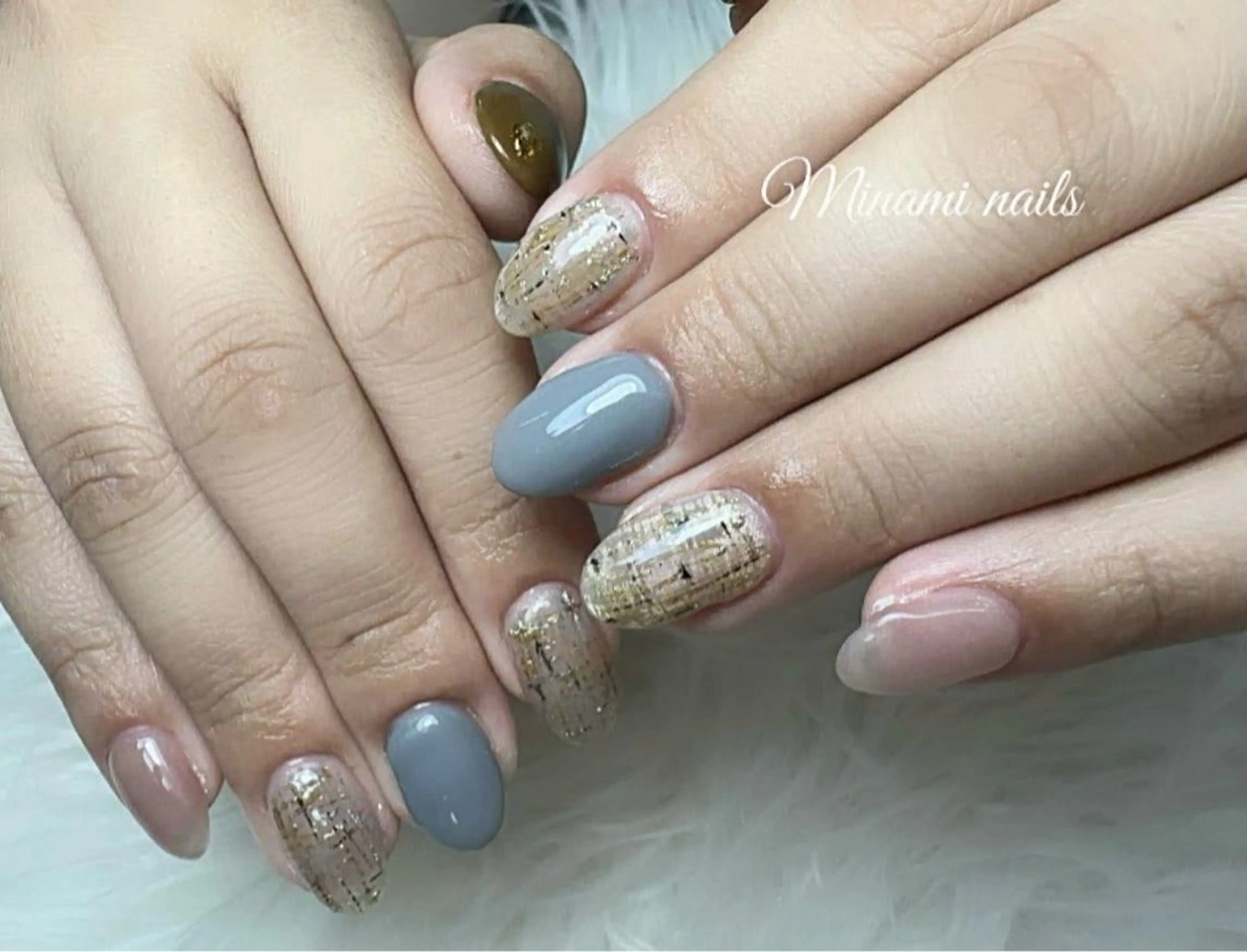 ネイル アートネイル オーロラネイル ガーリー キラキラネイル 韓国ネイル Minami Nailsのネイルデザイン
