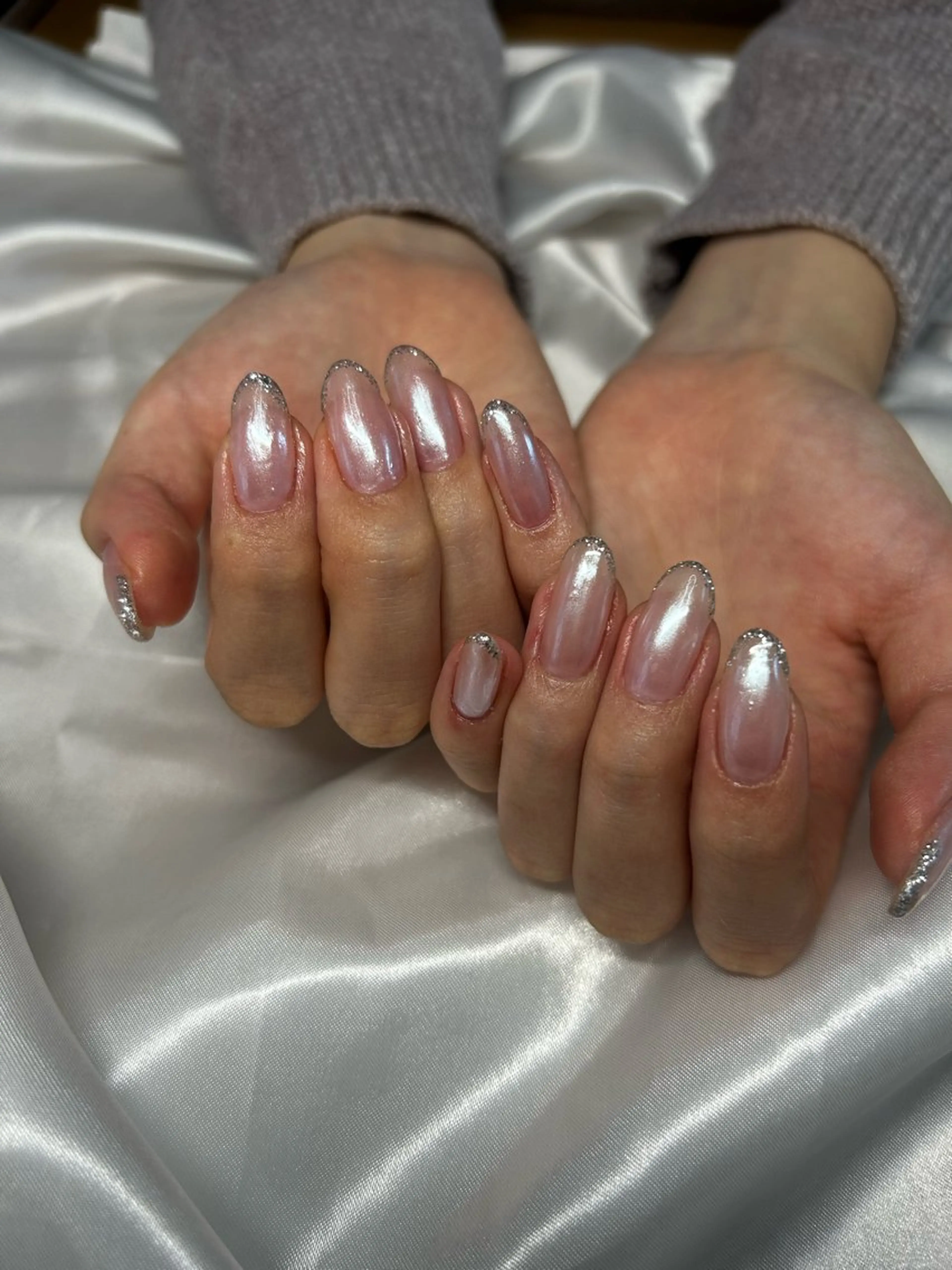 ネイル フレンチネイル キラキラネイル ハンドネイル ハンドケア me nailのネイルデザイン