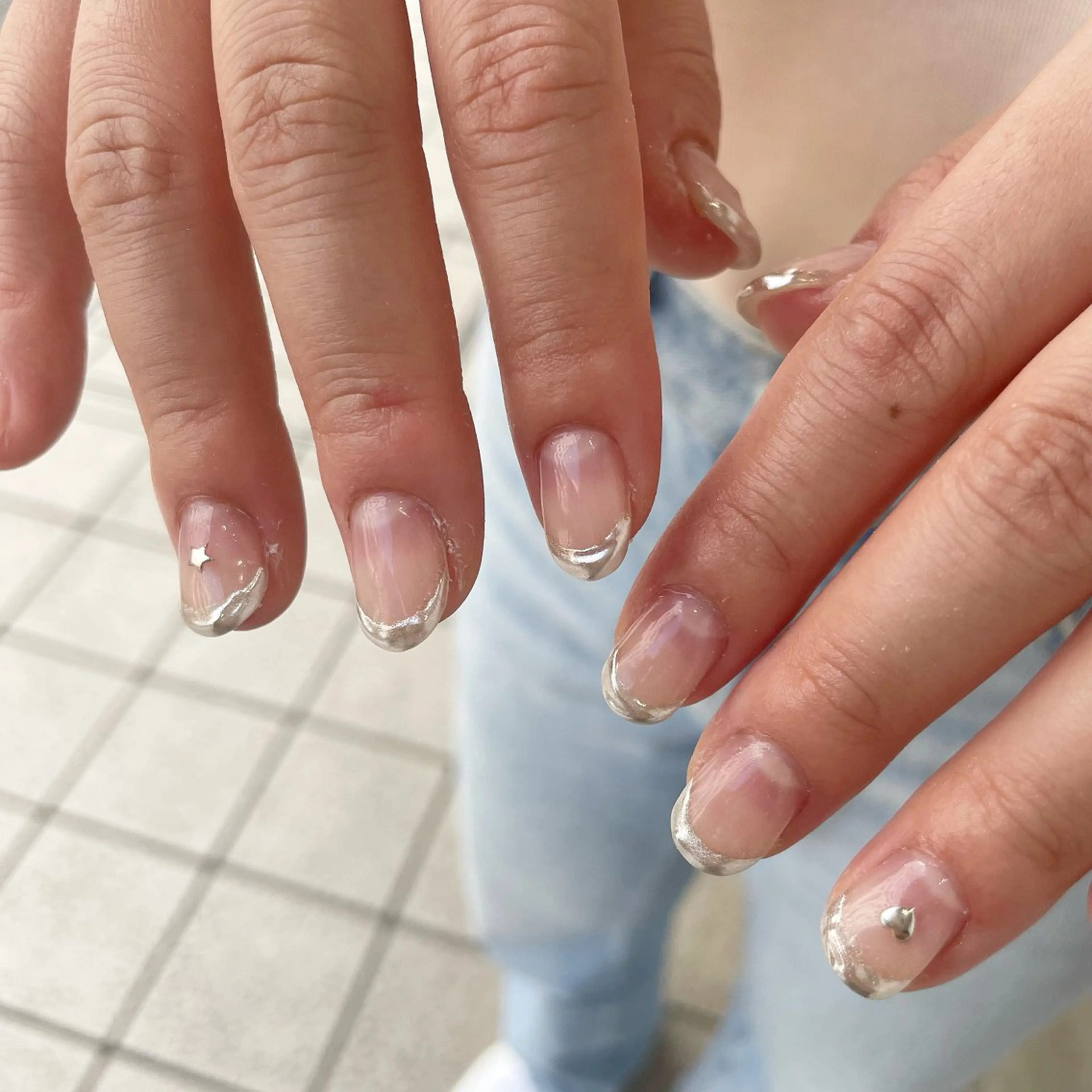 ネイル フレンチネイル ミラーネイル Bianca川越西口 KITAZAKI🫧のネイルデザイン