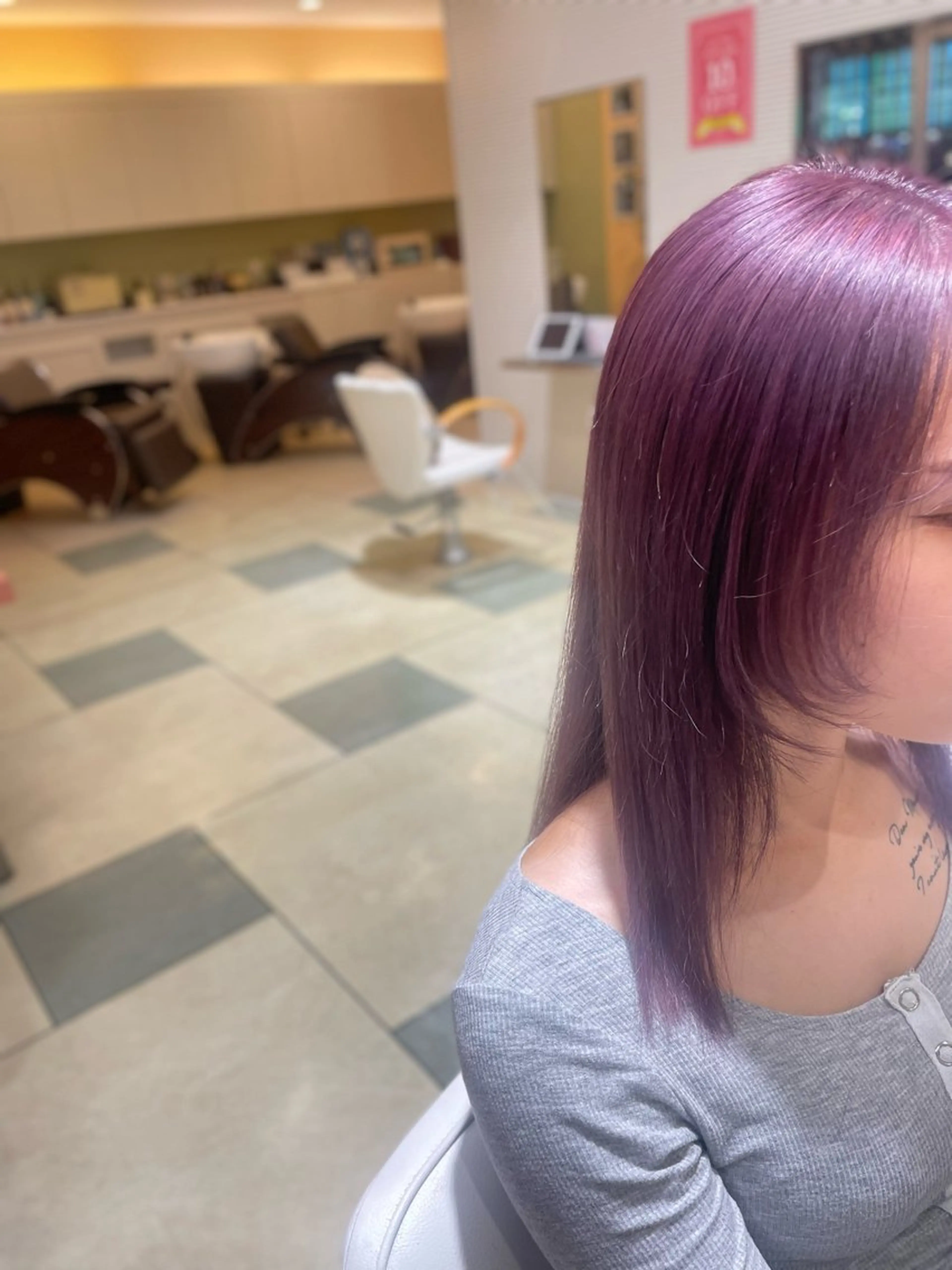 ミディアム ピンクラベンダー 顔周りカット ウルフカット 【史上最高】口コミ No.1/ナツキのヘアスタイル