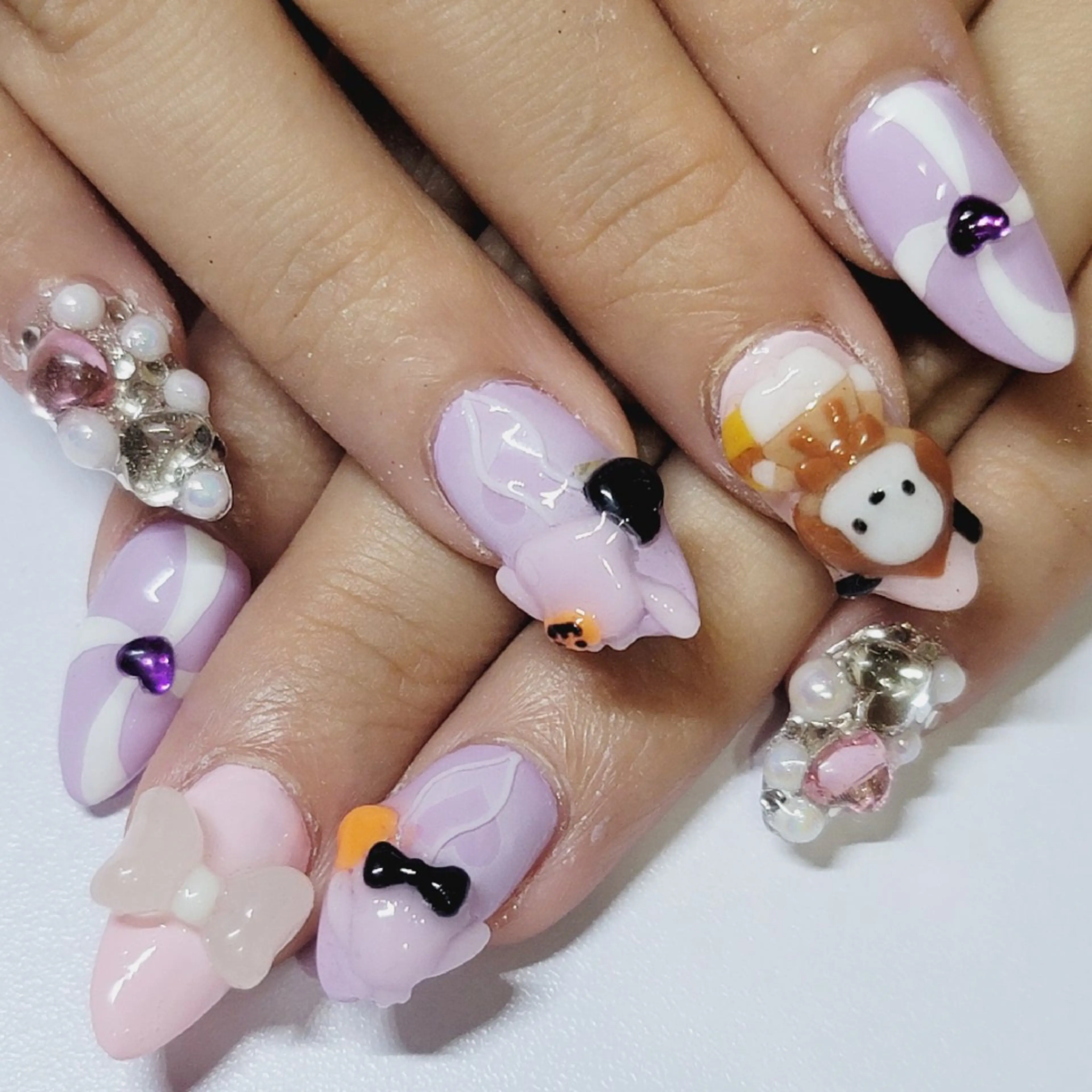ネイル アートネイル ハロウィン パステルネイル ピンク パープル ハンドネイル よしだ ひろきのネイルデザイン