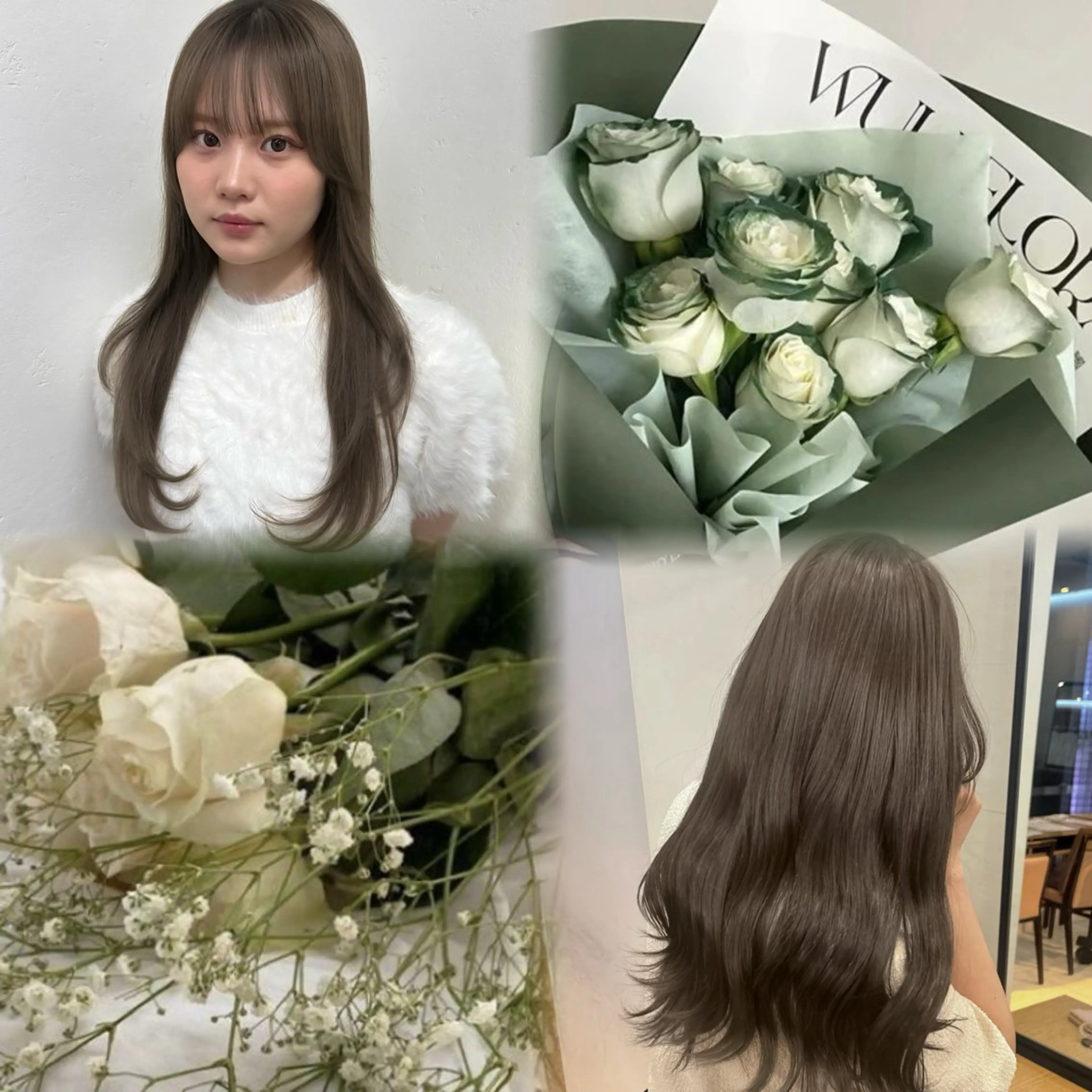 ミディアム カラー ヘアカラー オリーブ/ 透明感カラー/れいあのヘアスタイル