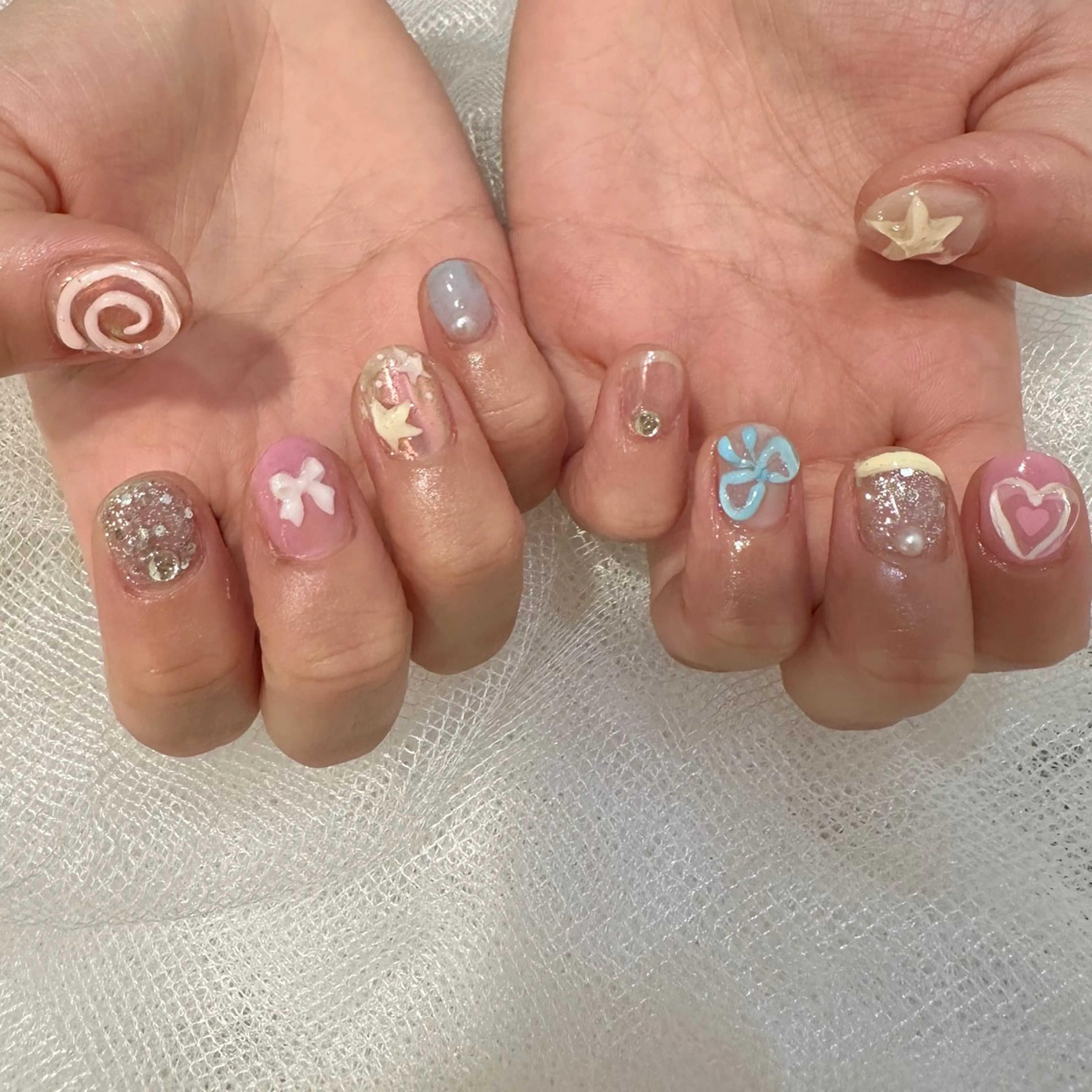 ネイル ハート パステルネイル ぷっくりネイル ハンドネイル private. nailsalonのネイルデザイン