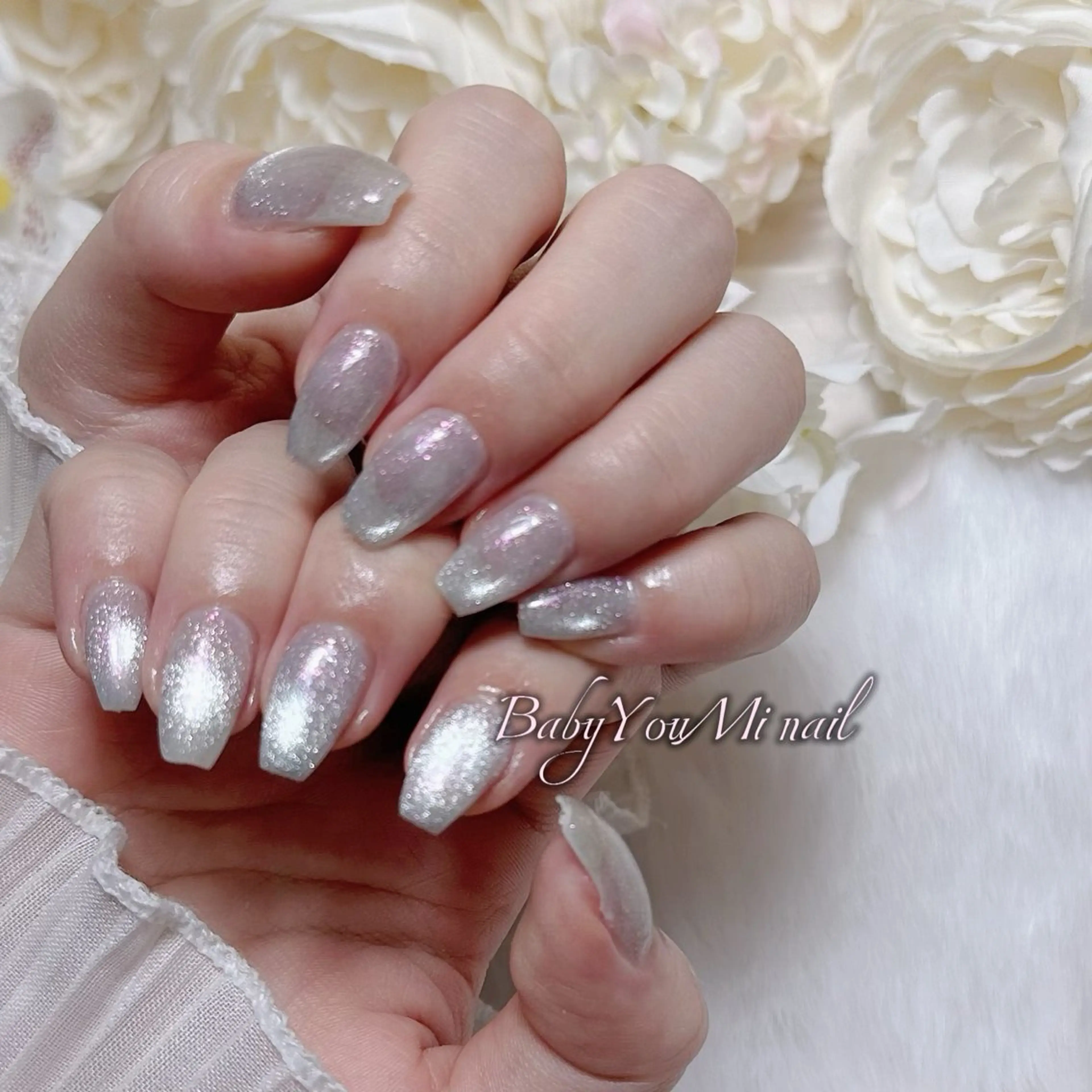 ネイル オーロラネイル チークネイル 成人式 フットネイル フレンチネイル ハンドネイル Oomiya 服部のネイルデザイン