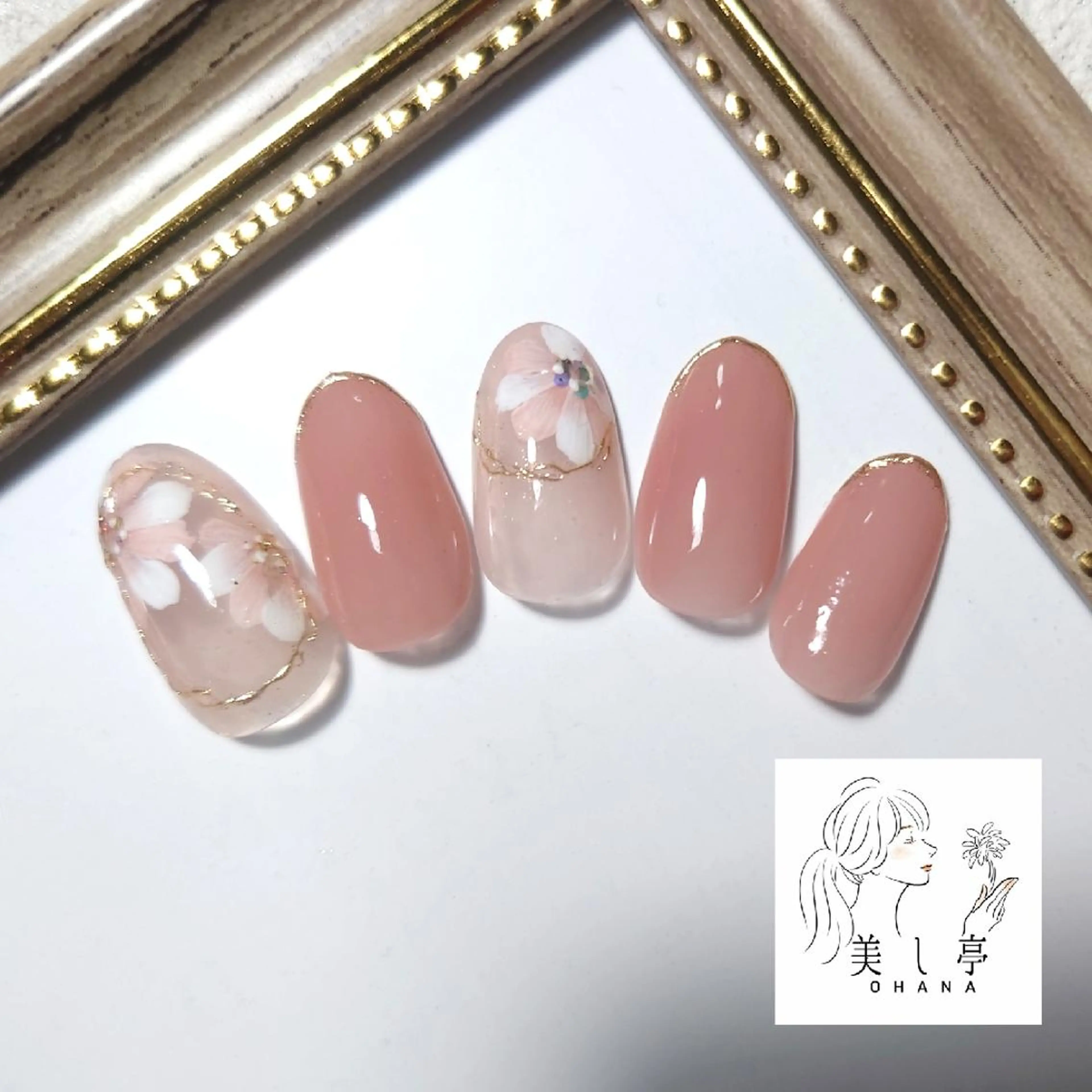 ネイル オフィスネイル 春ネイル 美し亭 OHANAのネイルデザイン