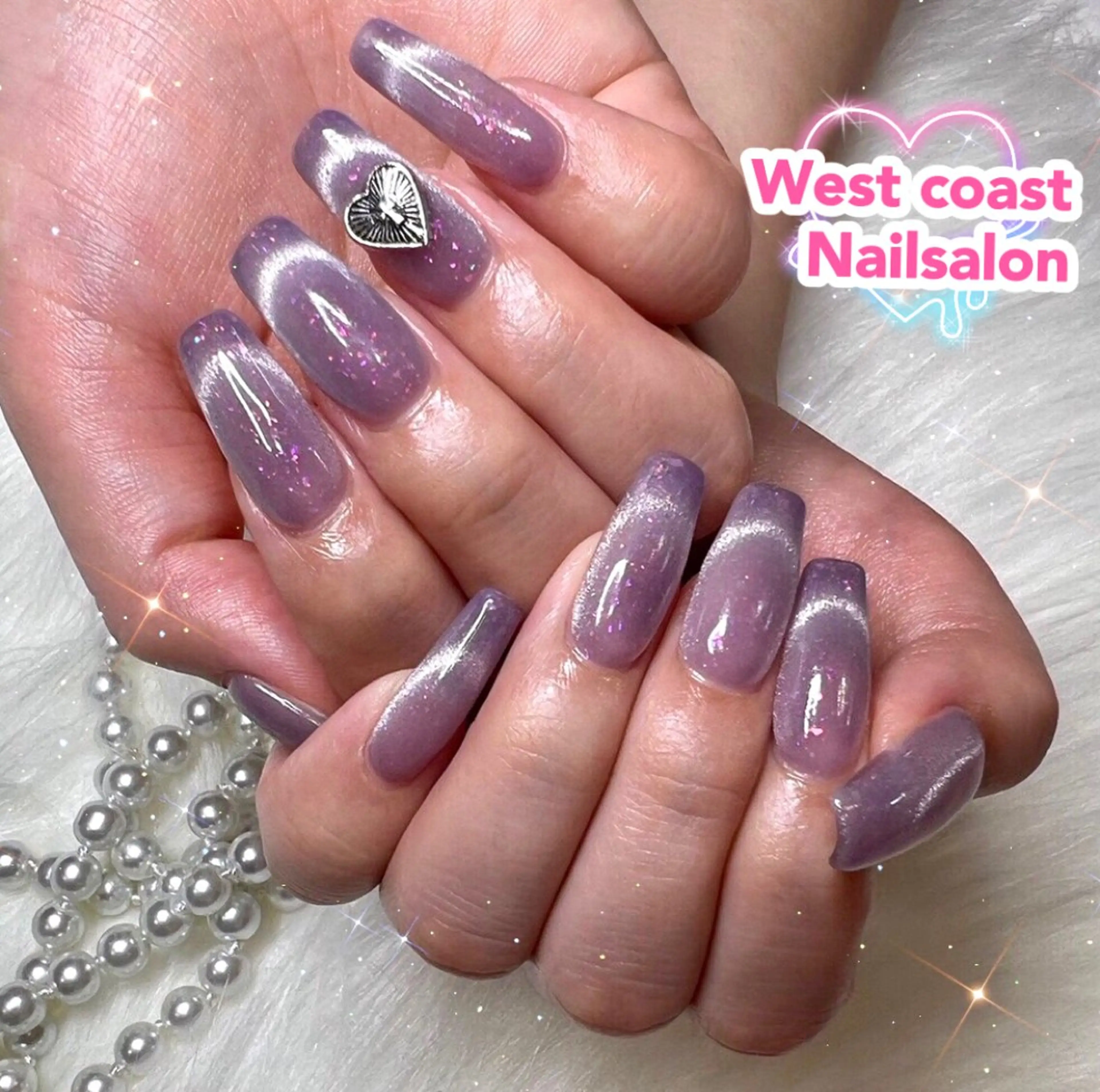 ネイル リボン、ガーリー パーツ放題専門店のネイルデザイン