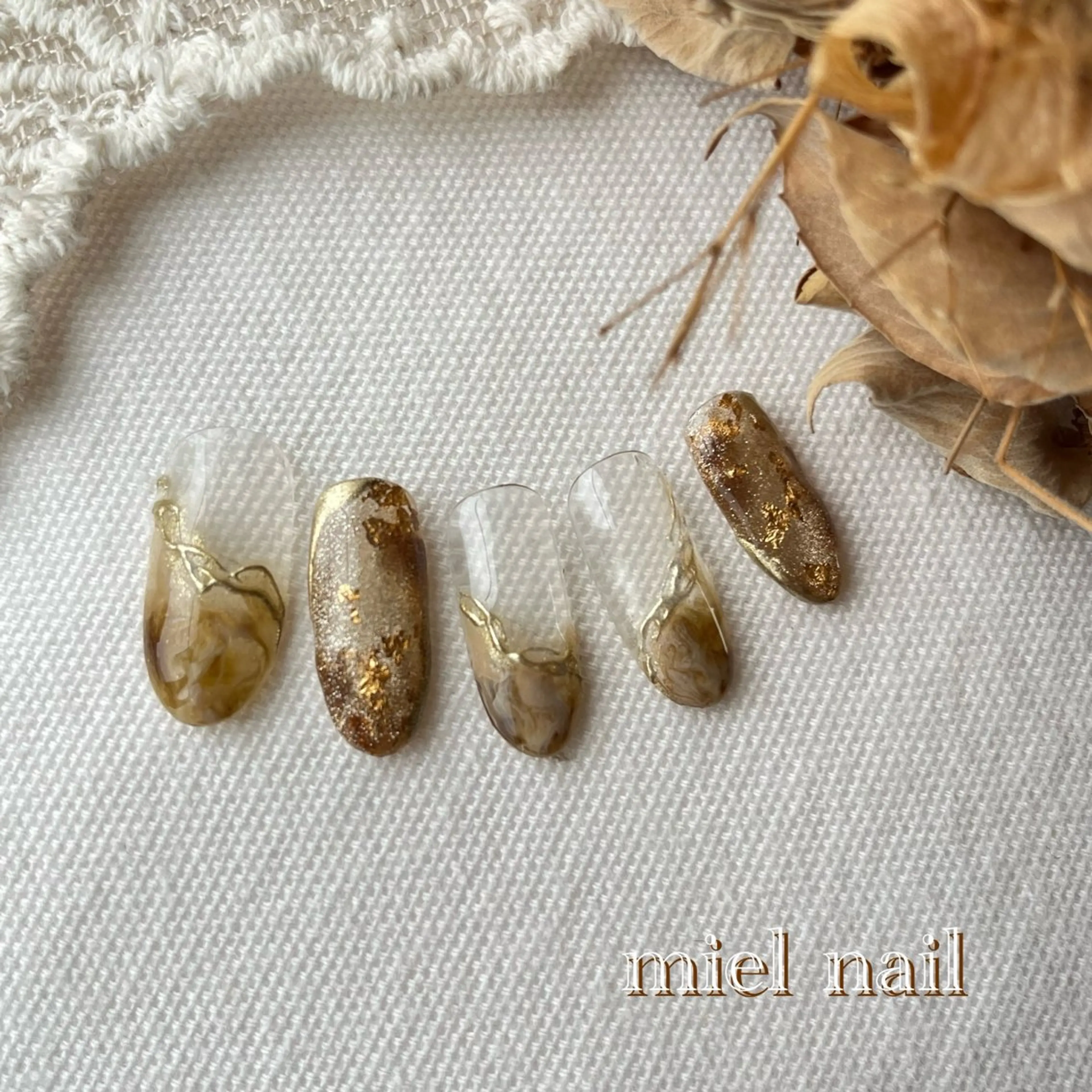 ネイル ブラウン マグネットネイル ミラーネイル ハンドネイル miel nailのネイルデザイン