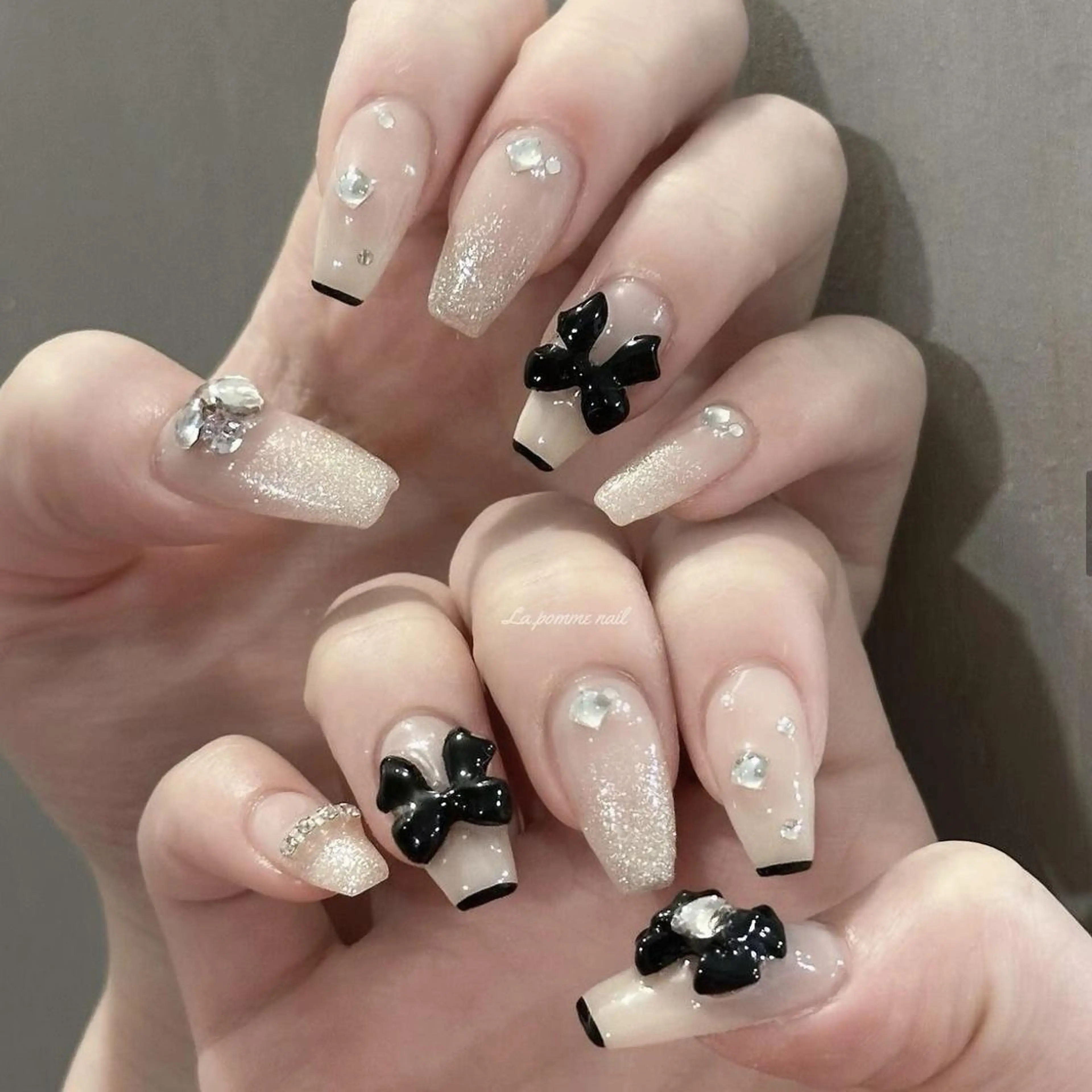 ネイル 長さ出し グラデーション 卒業式 キラキラネイル マグネットネイル YUNA Belle Nail 池袋のネイルデザイン