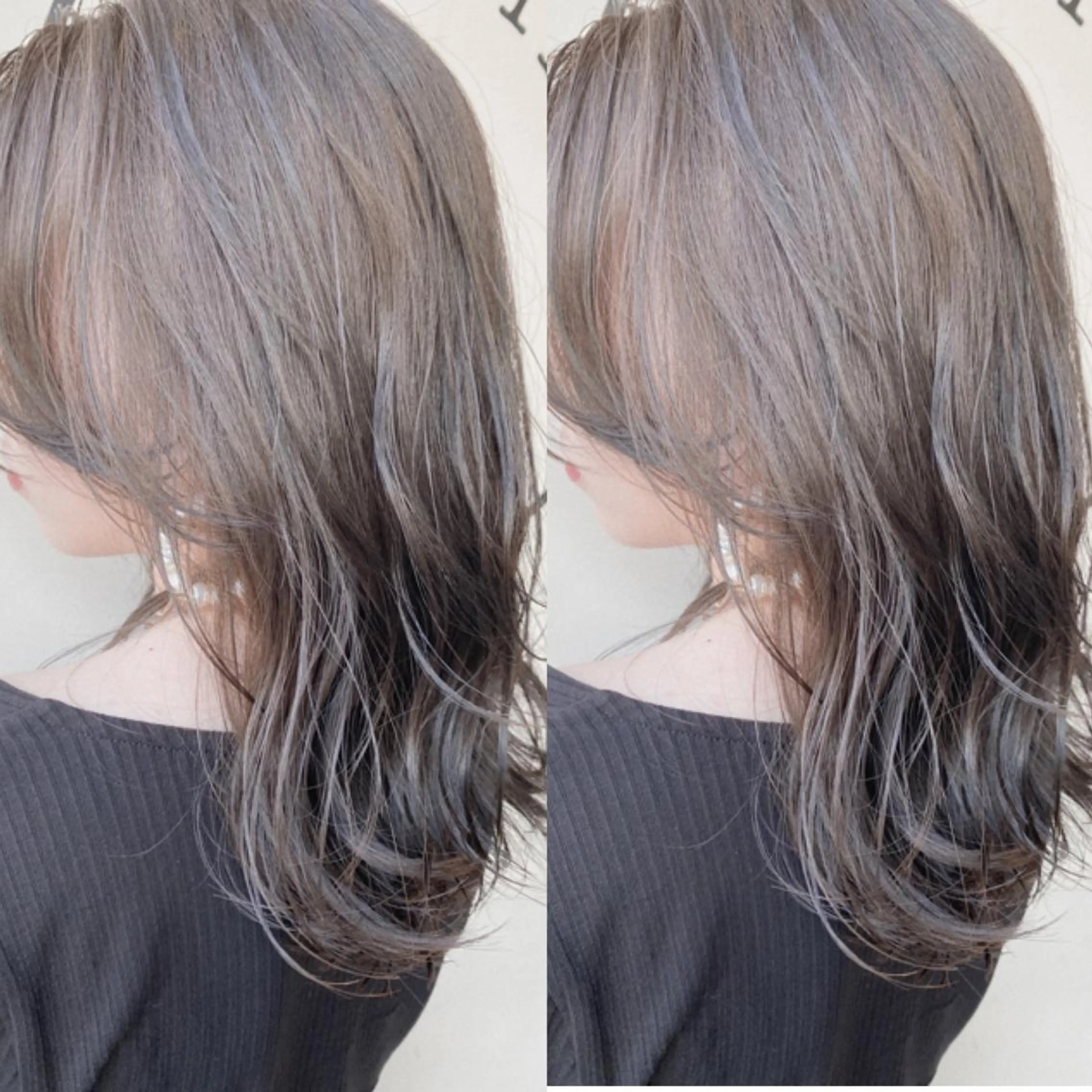 ミディアム カラー ブリーチ 透明感カラー ブリーチなしカラー 川越 輝梨奈のヘアスタイル