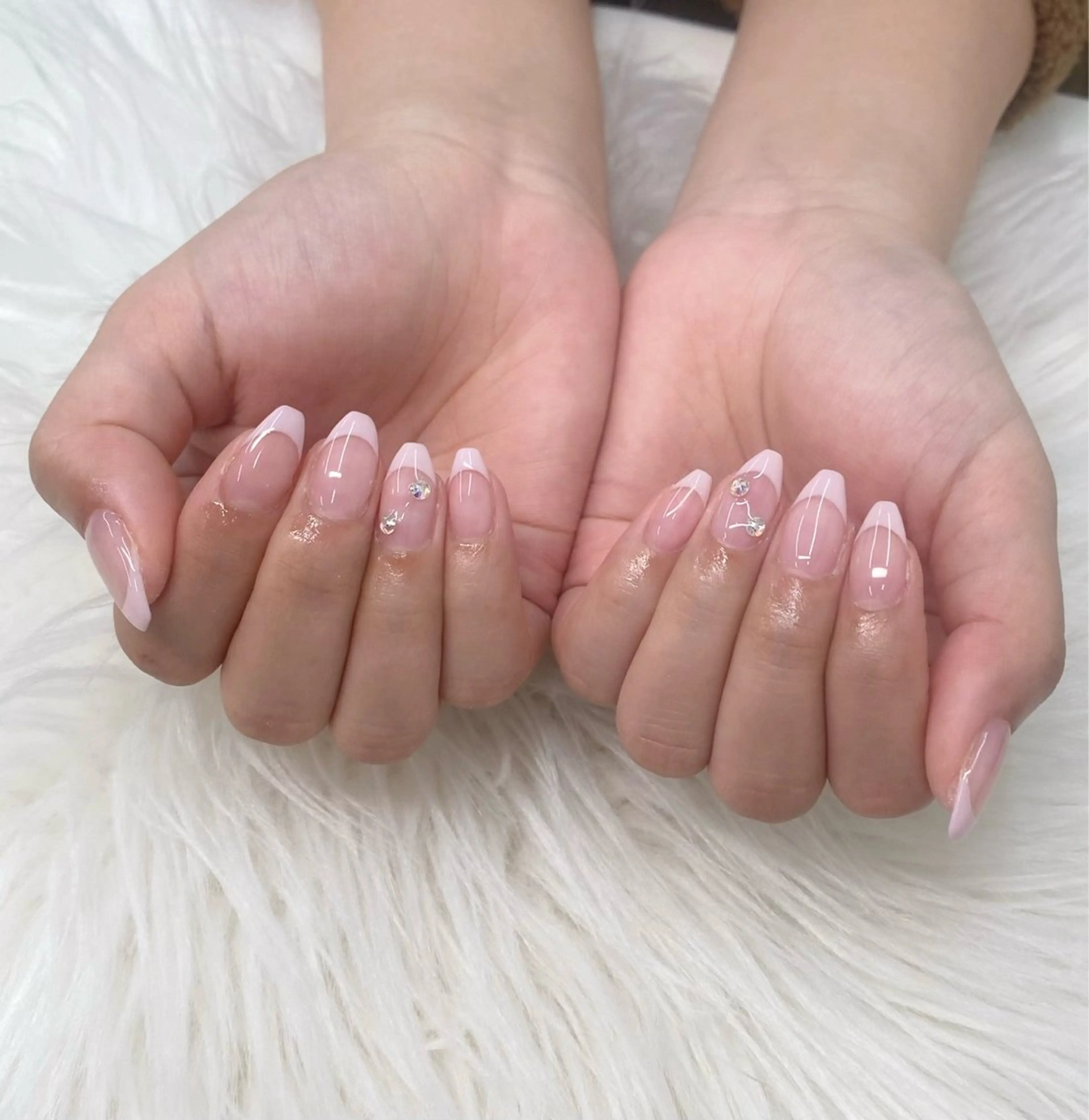 ネイル フレンチネイル ピンク ハンドネイル エリクサーネイル池袋 小川のネイルデザイン