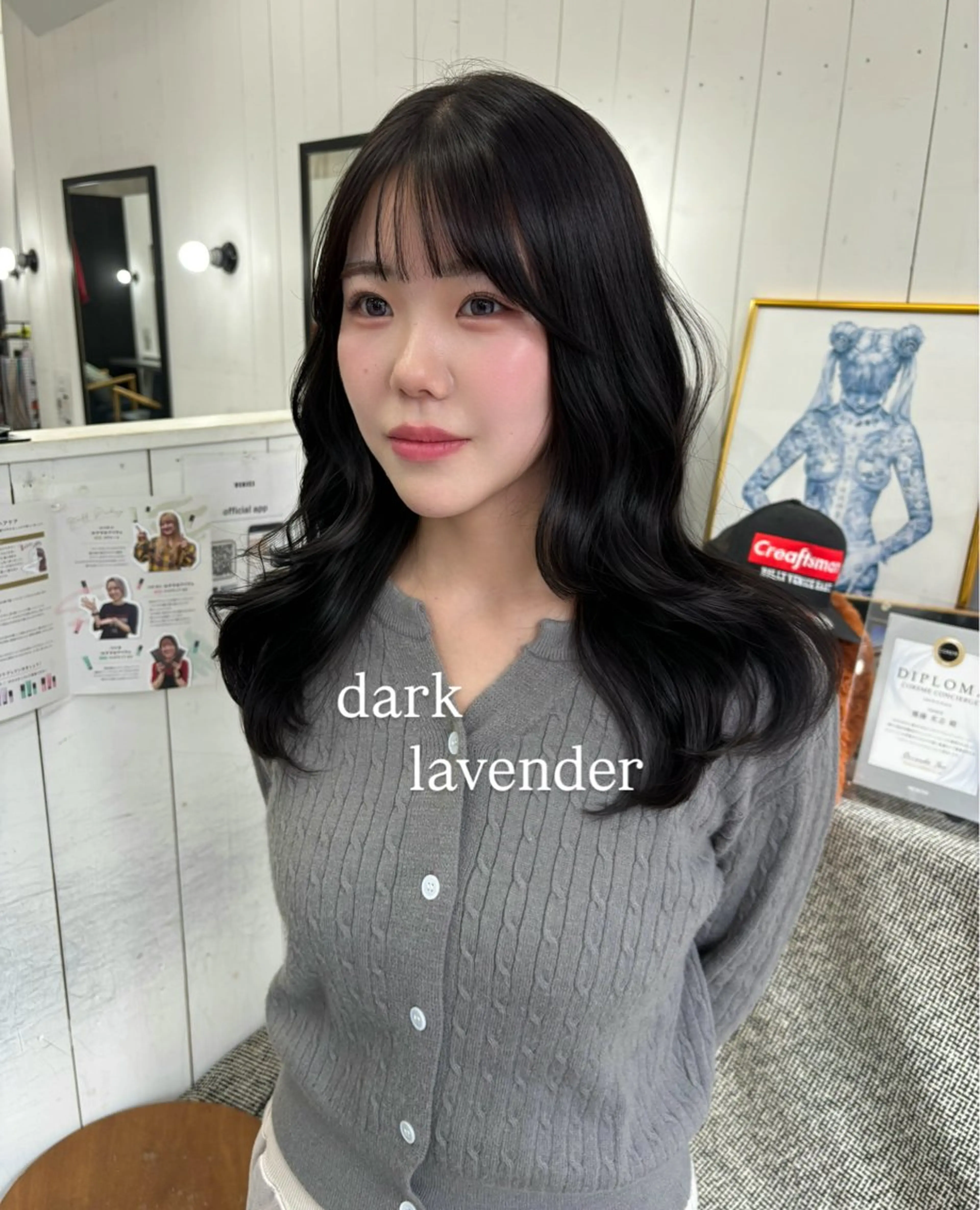 ロング カラー 黒髪 ブリーチ ダブルカラー ラベンダーカラー ラベンダーグレー カット ヘアカラー トリートメント Ann./艶髪 /レイヤーカットのヘアスタイル