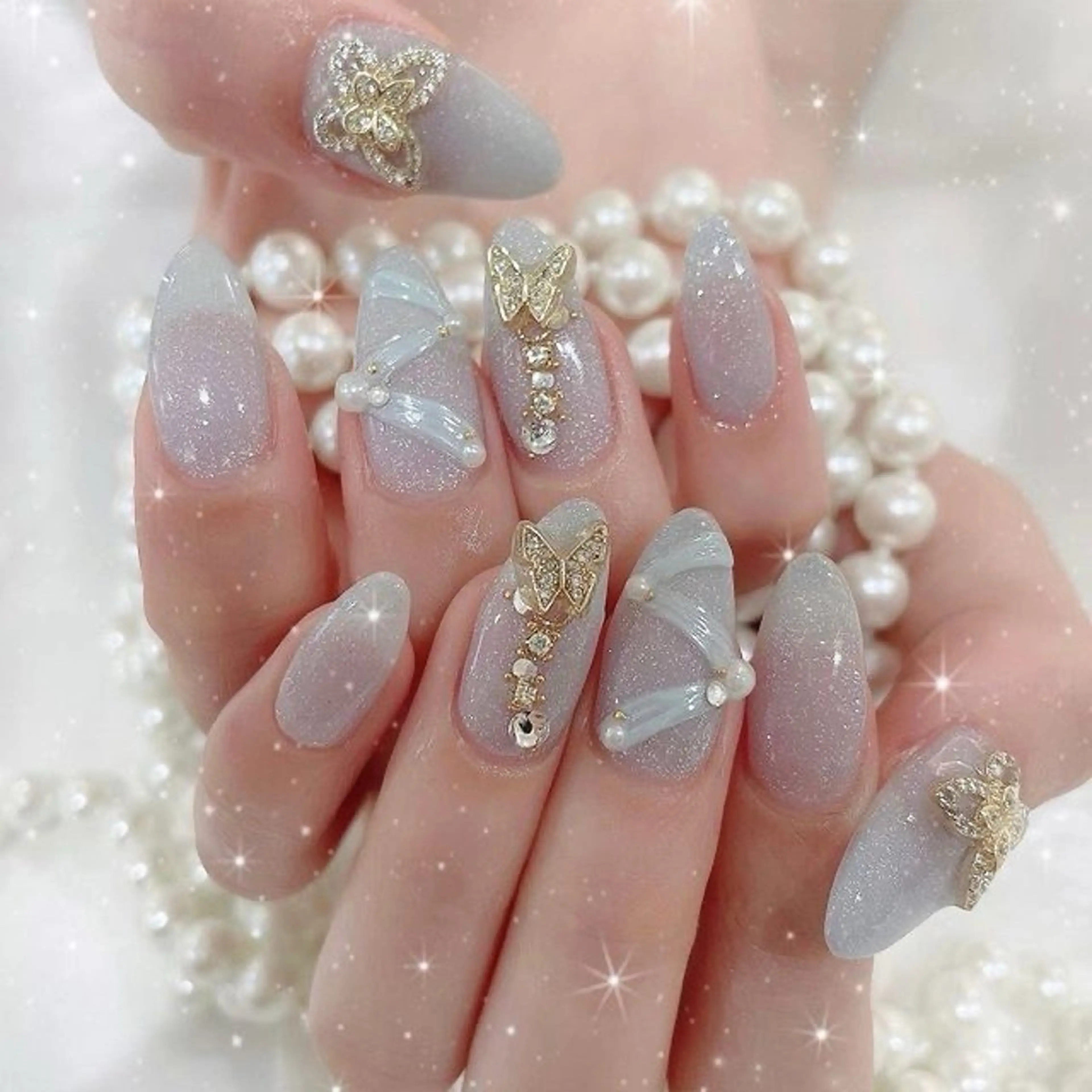 ネイル マグネットネイル ピンク ネイルチップ 冬ネイル Lee Nailsのネイルデザイン