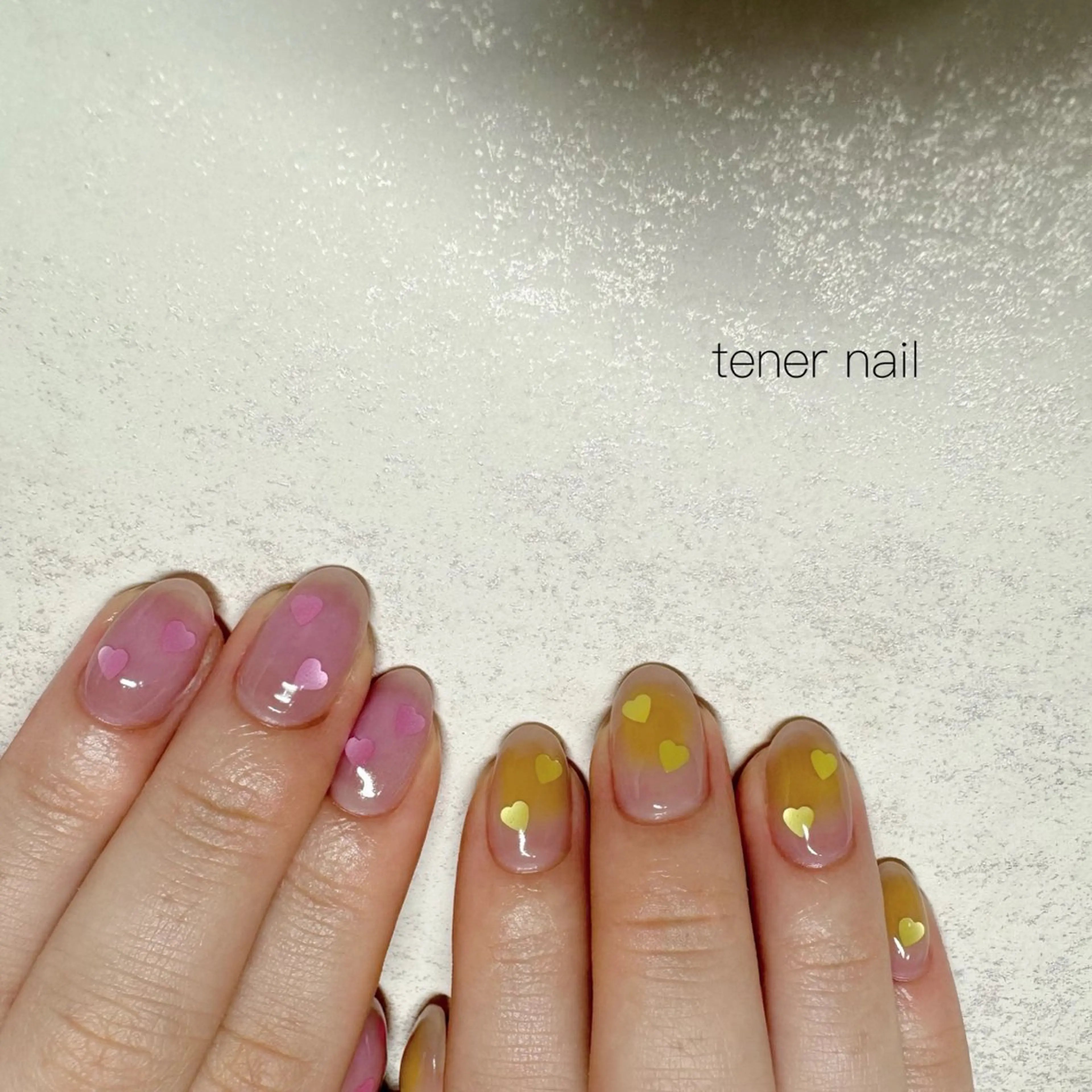 ネイル チークネイル ハート ホログラムネイル ハンドネイル テネルネイル tener nailのネイルデザイン