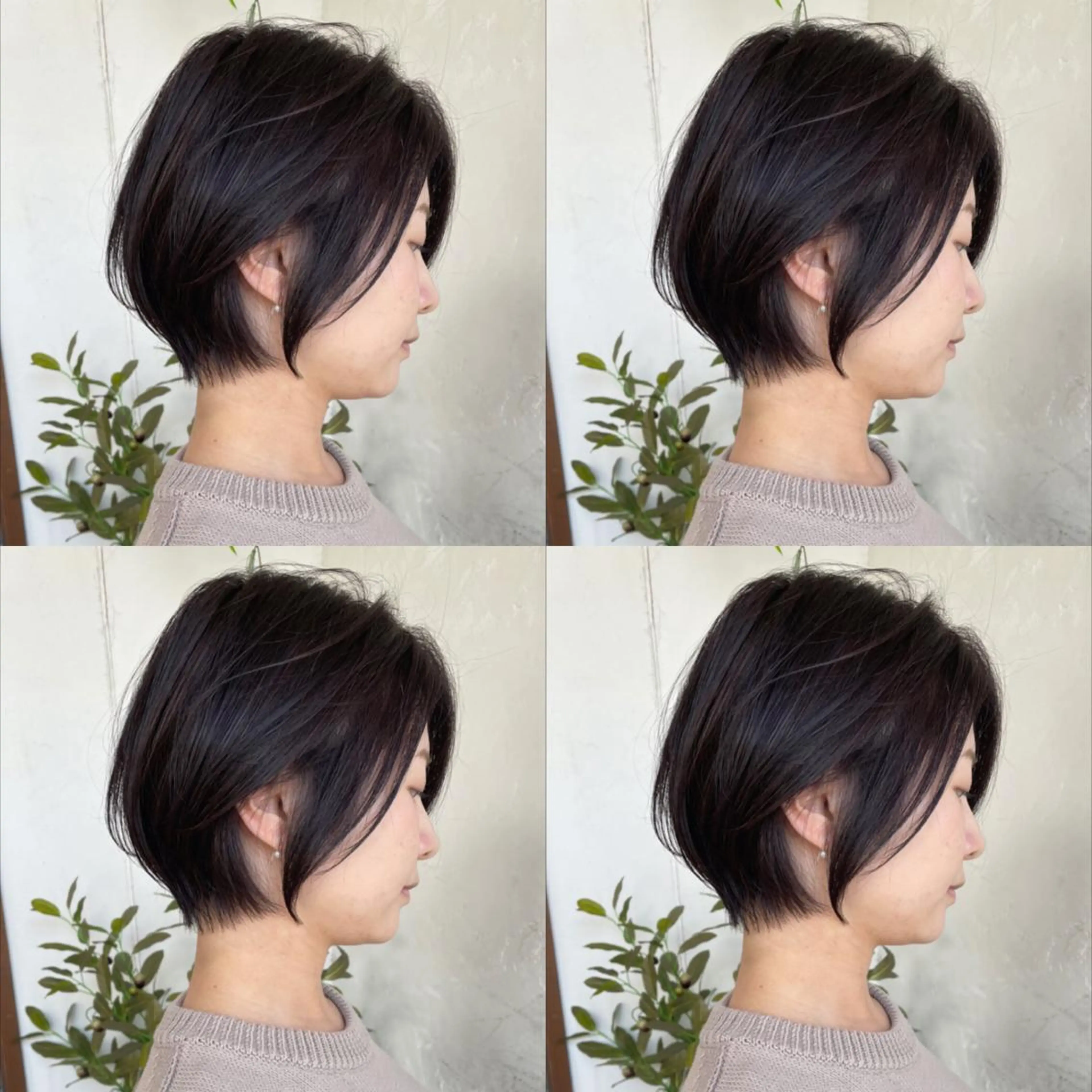 ショート カラー ショートボブ ハンサムショート 丸みショート デザインカラー ハイライトカラー カット ヘアカラー トリートメント 京都大人女性ショート 徒歩1分/秋山のヘアスタイル