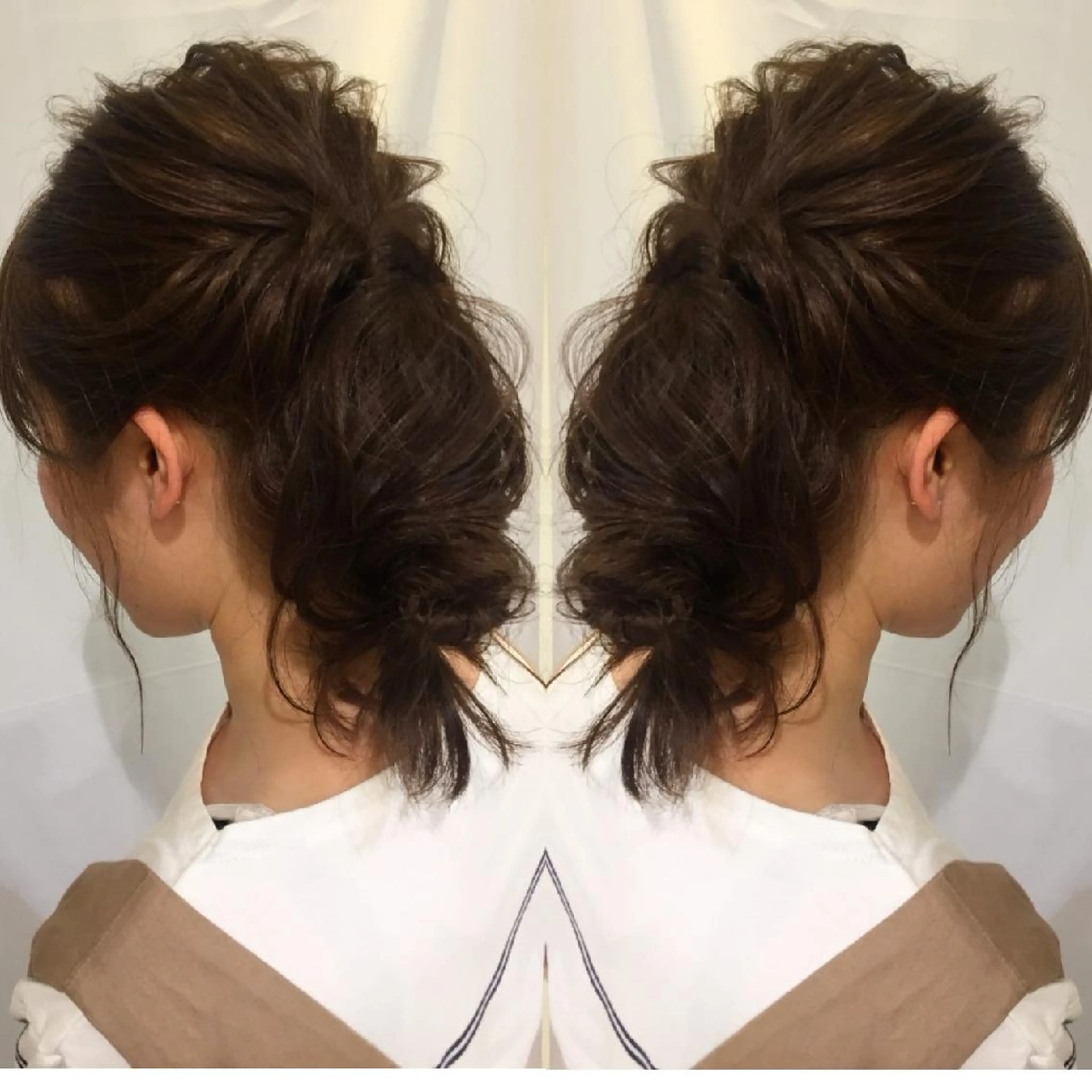 ヘアアレンジ セミロング 美谷添（ミヤゾエ） まどか大人ヘアサロンのヘアスタイル