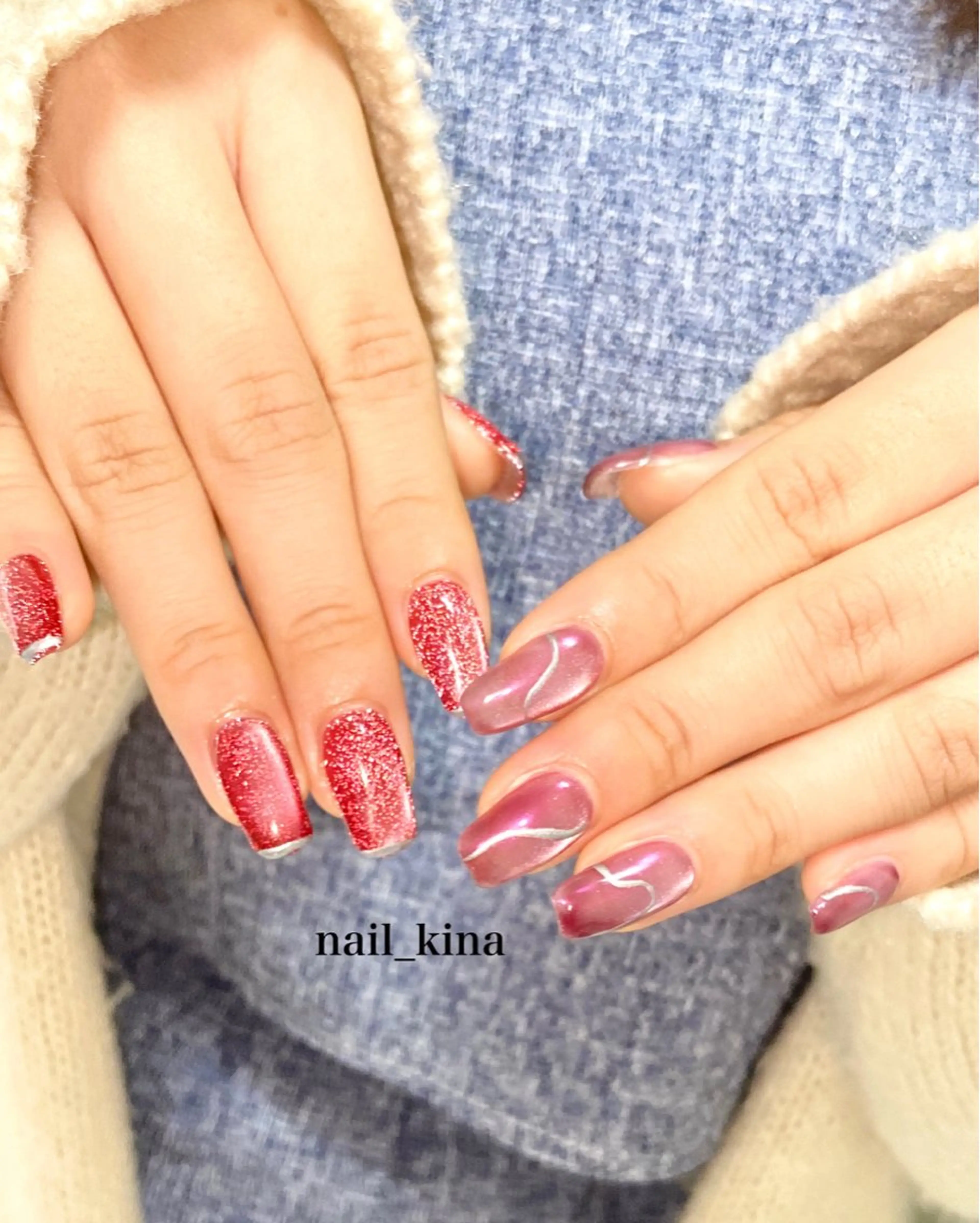 ネイル オーロラネイル フラッシュネイル マグネットネイル nail_ kinaのネイルデザイン