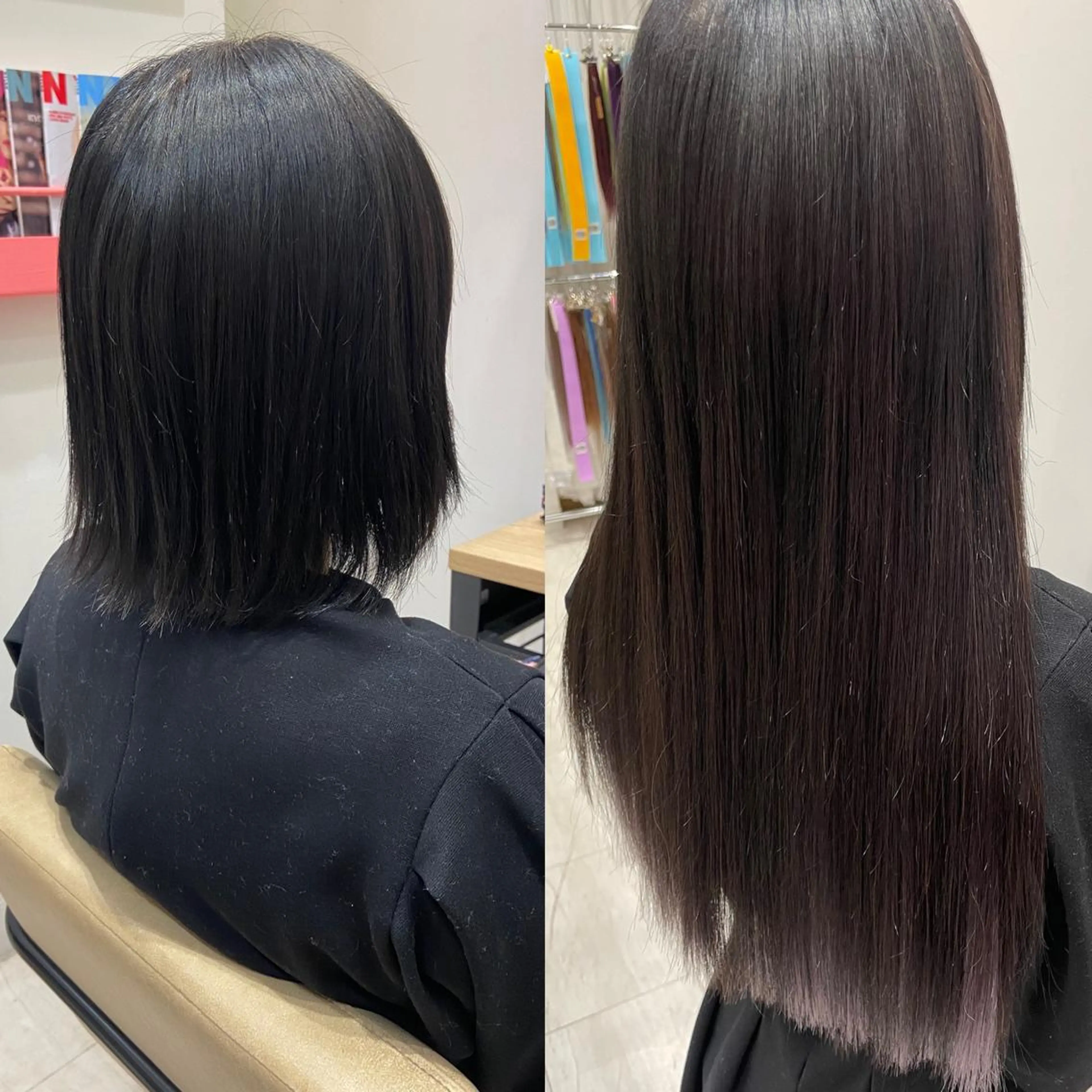 ロング シールエクステ くびれヘア エクステ 顔周りカット 韓国風ヘア 新宿/韓国ヘア 中明度カラー/かやのヘアスタイル