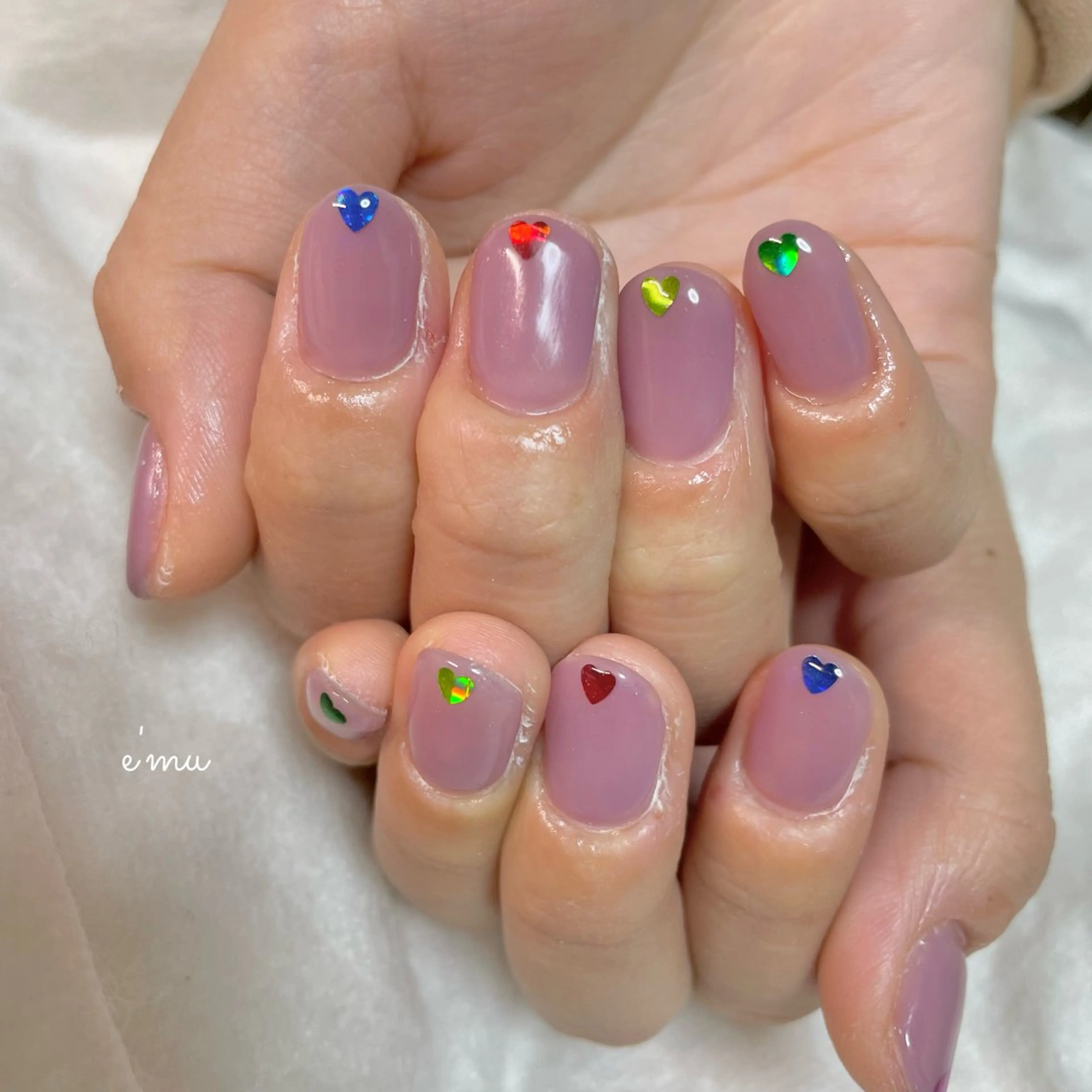 ネイル ハート ハンドネイル nail salon e'mu💐のネイルデザイン