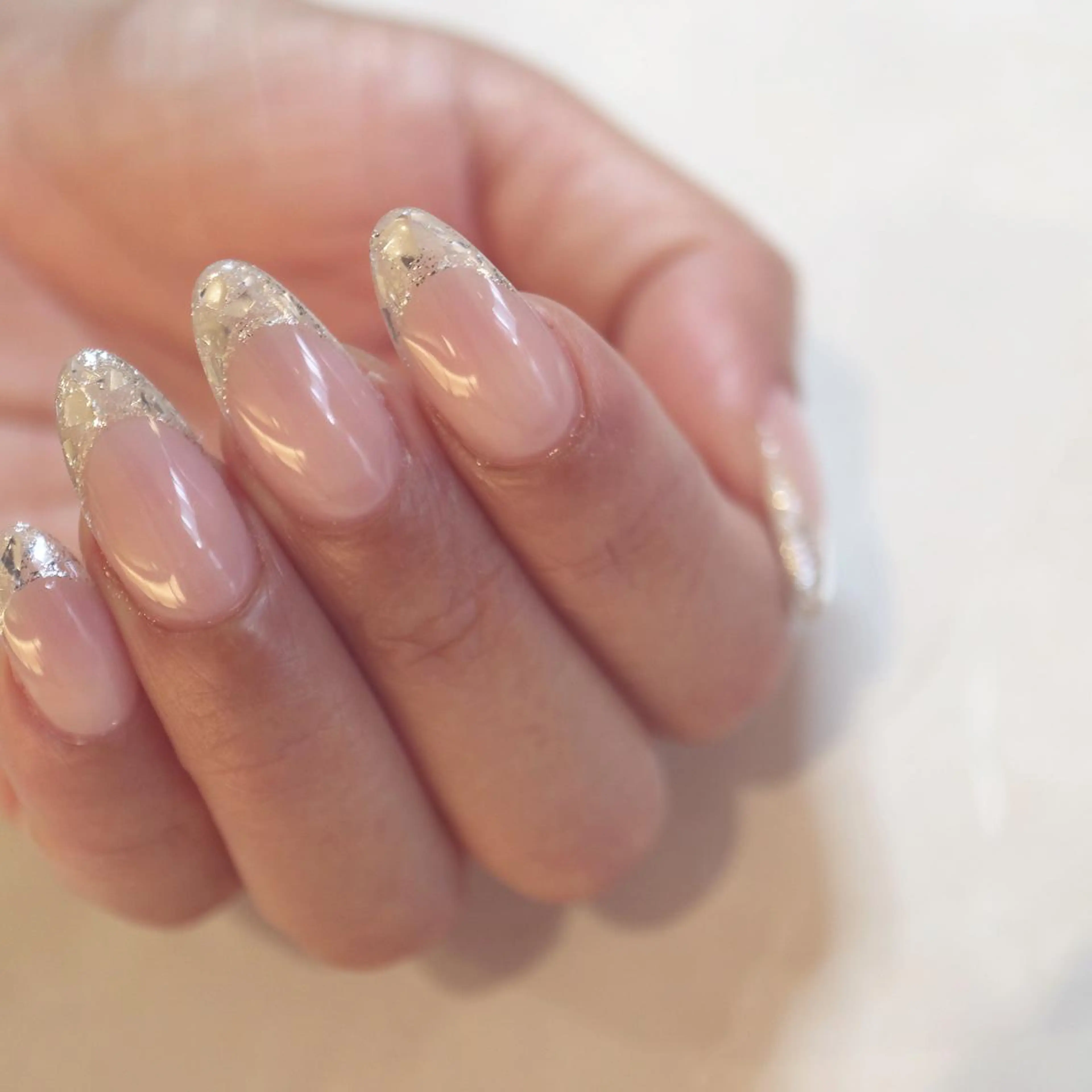 ネイル フレンチネイル ガラスフレンチ キラキラネイル Faire MIKIのネイルデザイン