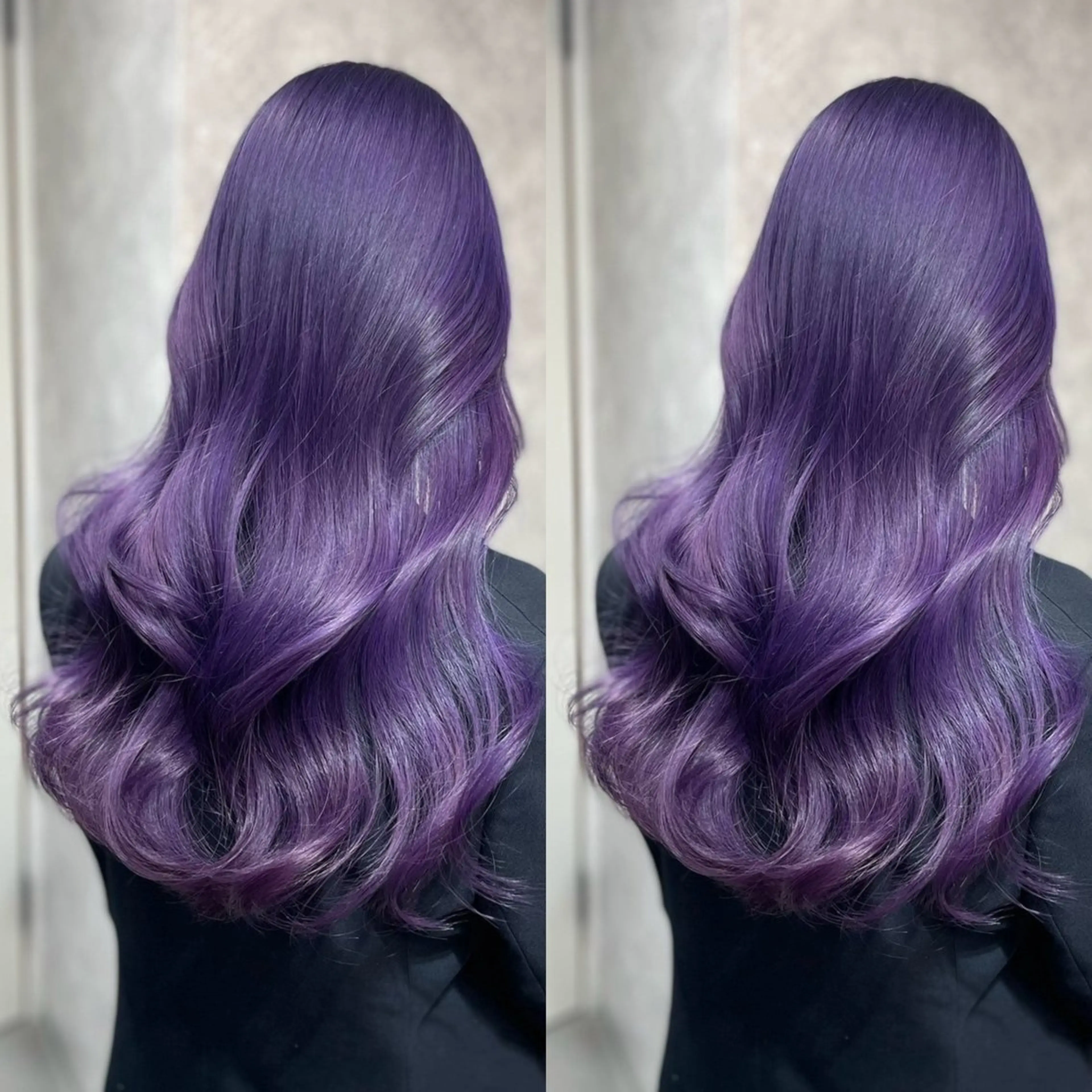 ロング カラー ディープパープル パープルカラー ヘアカラー トリートメント ヘアセット ブリーチ無しダブル カラー🦕まどかのヘアスタイル