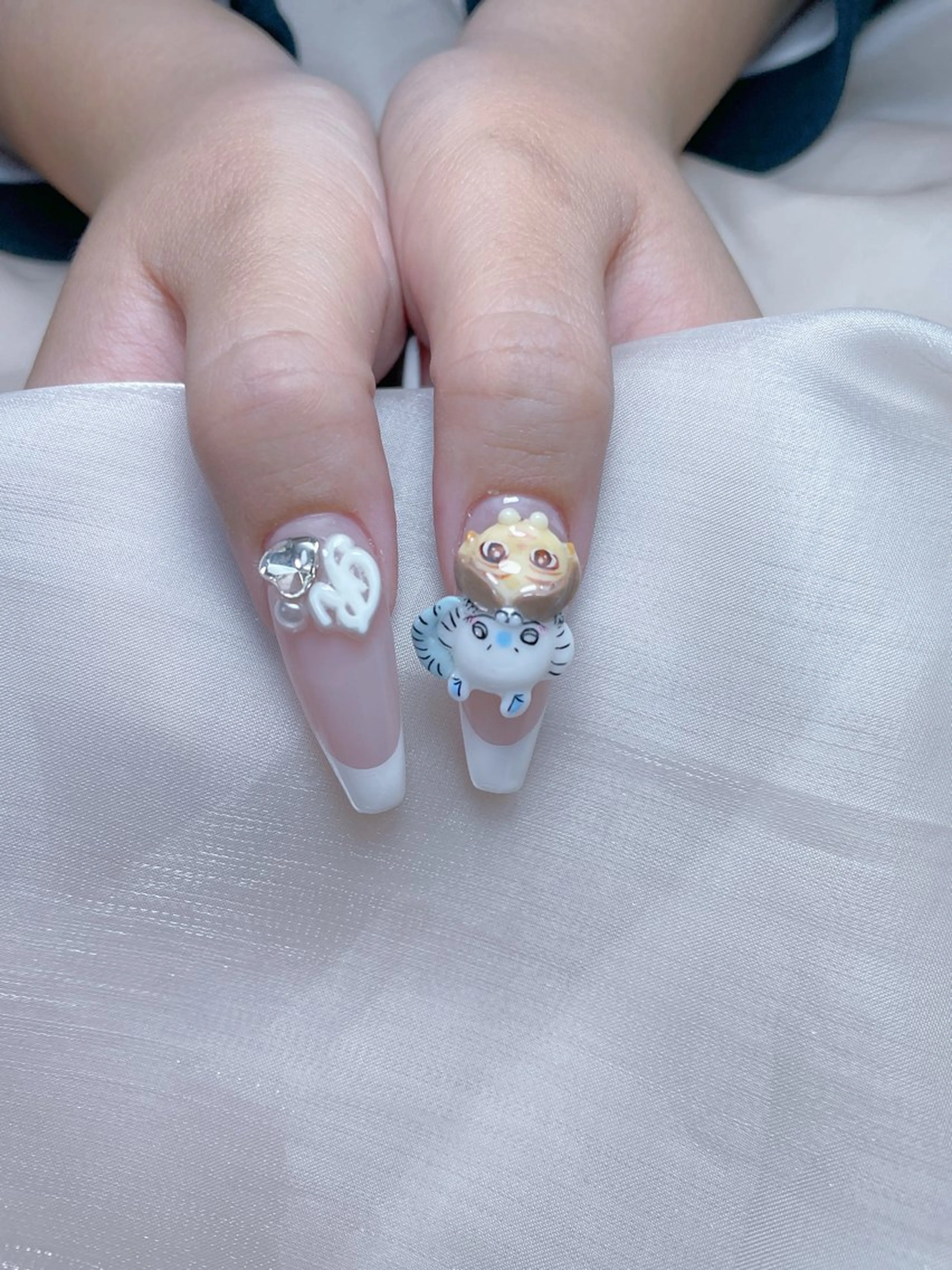 ネイル チークネイル ガーリー キラキラネイル 韓国ネイル リボン NailPrincess所属・princess スカルプ専門店のネイルデザイン