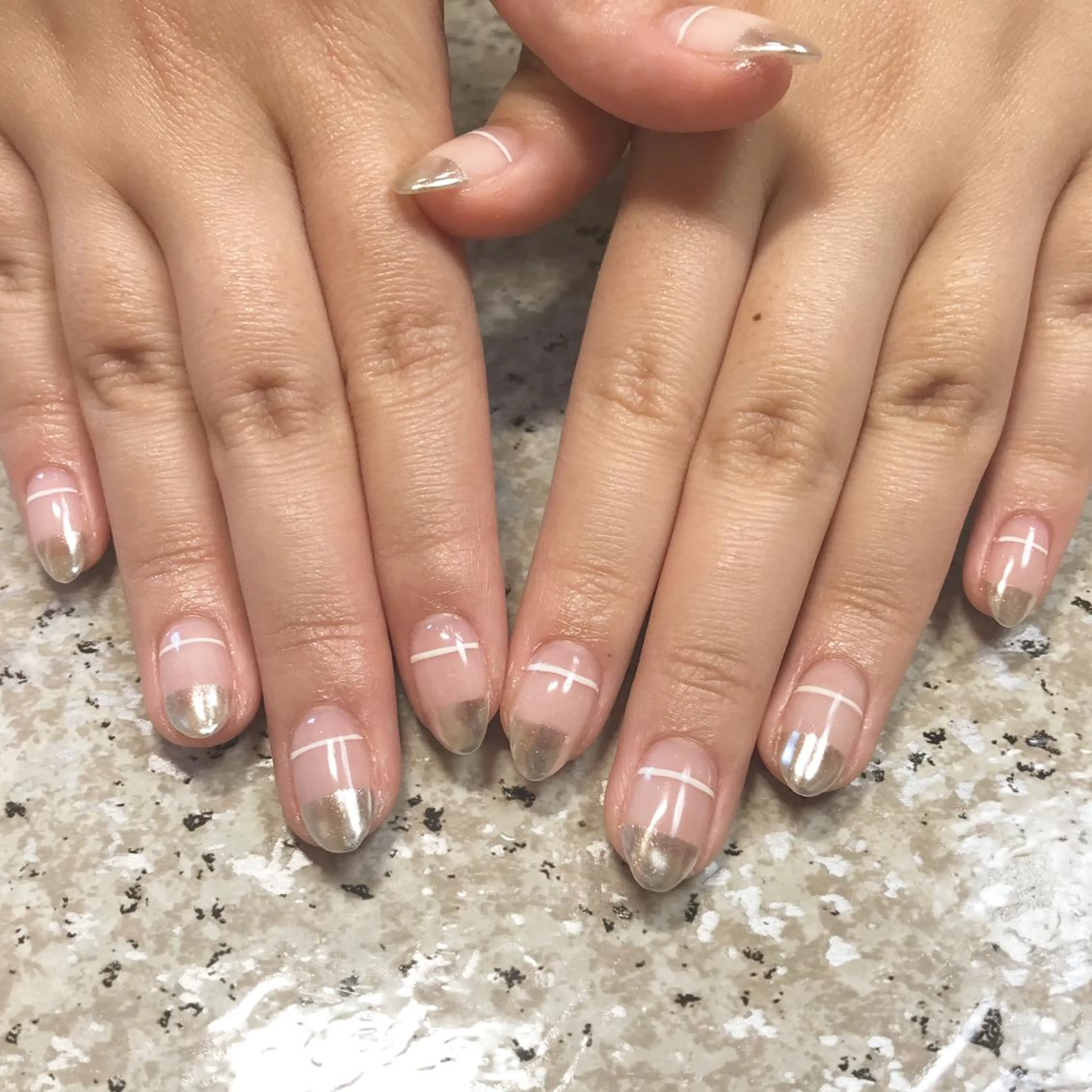 ネイル フットネイル フレンチネイル ミラーネイル ニュアンスネイル シンプルネイル nail fufla ♡yamane♡のネイルデザイン