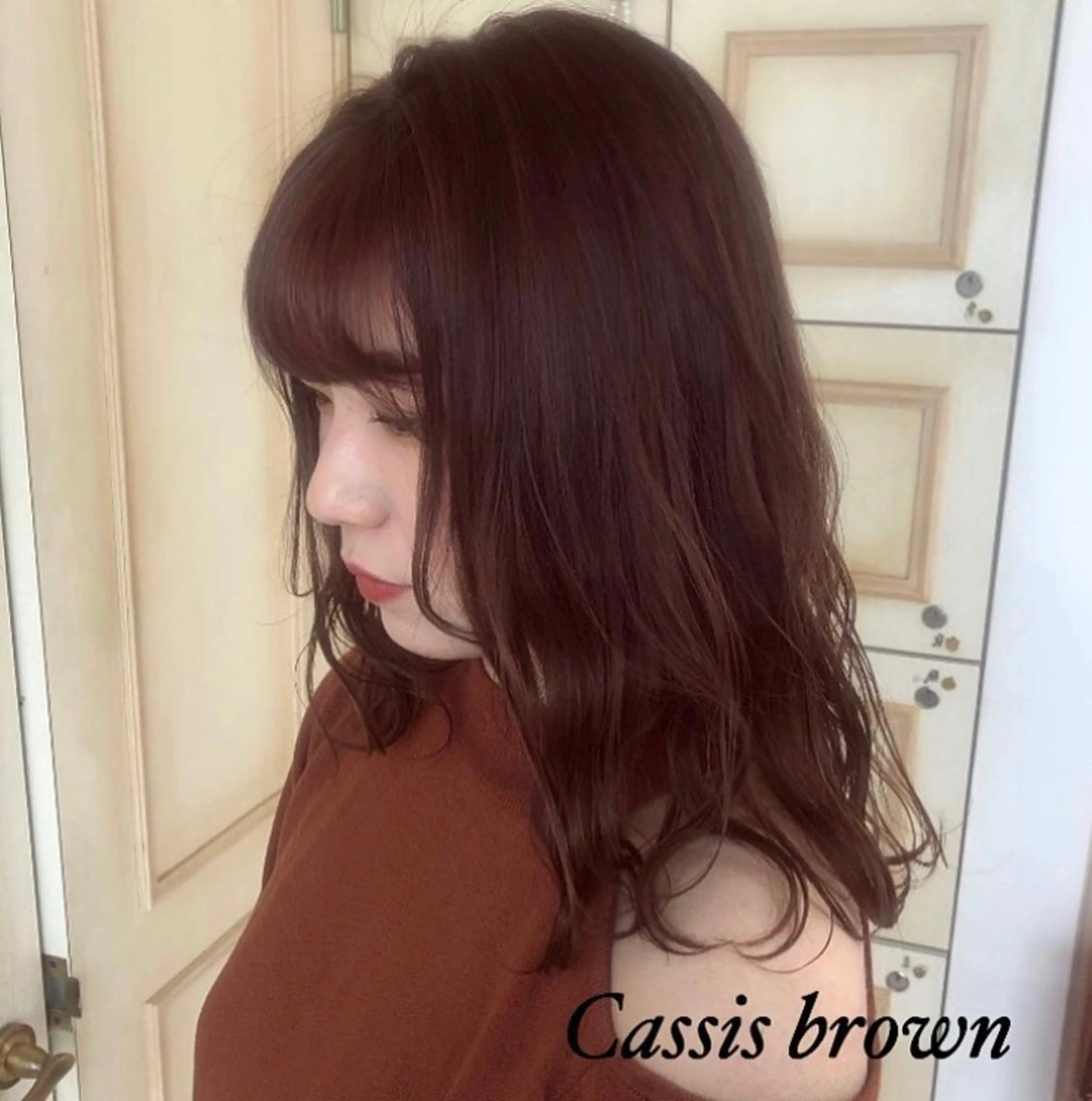 ミディアム カラー ヘアアレンジ ブラウンカラー レッドカラー レッドブラウン 透明感カラー 古山 結季🌙🖤のヘアスタイル