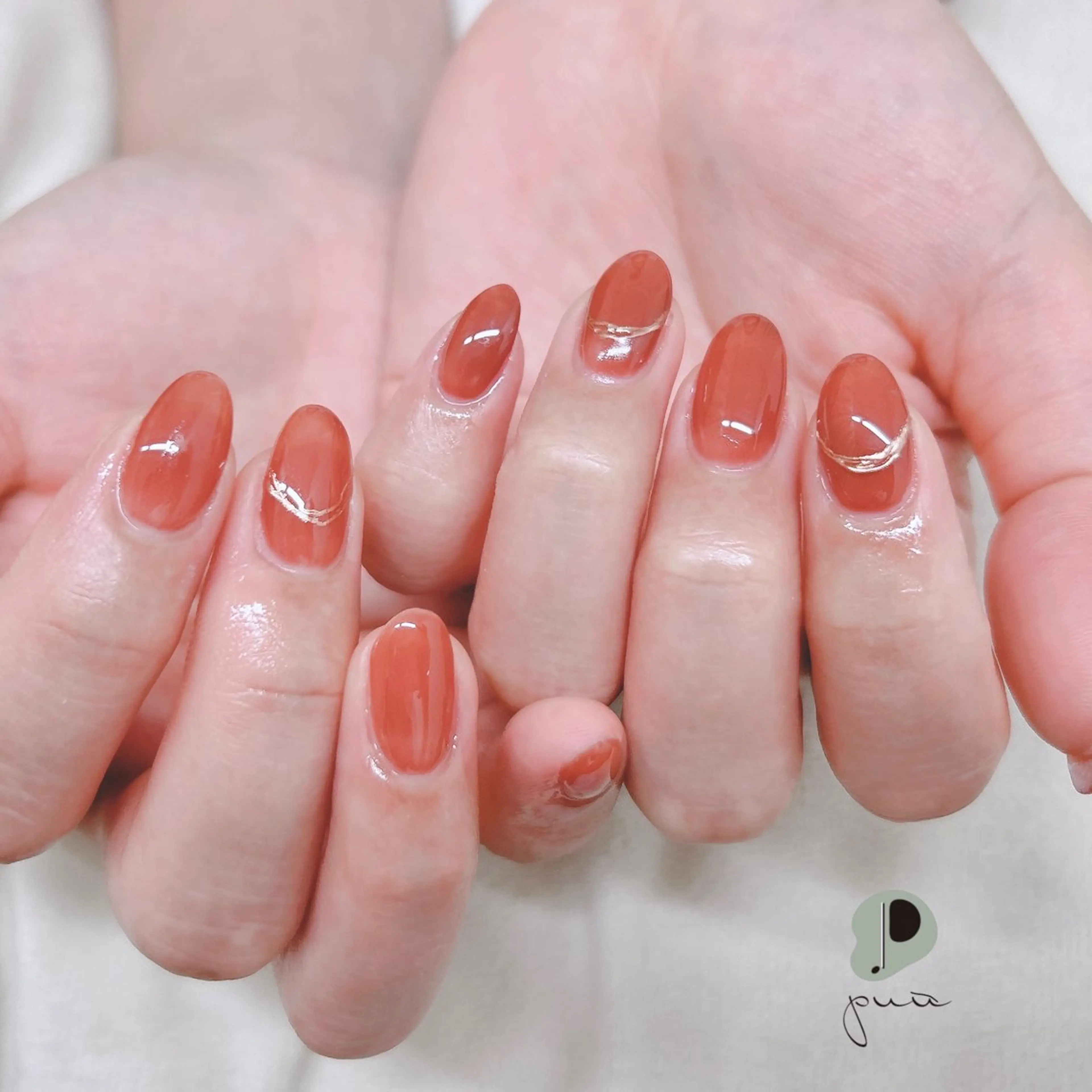 ネイル アートネイル ブラウン ジェルネイル ミラーネイル ワンカラーネイル ハンドネイル Nail salon puu kyotoのネイルデザイン