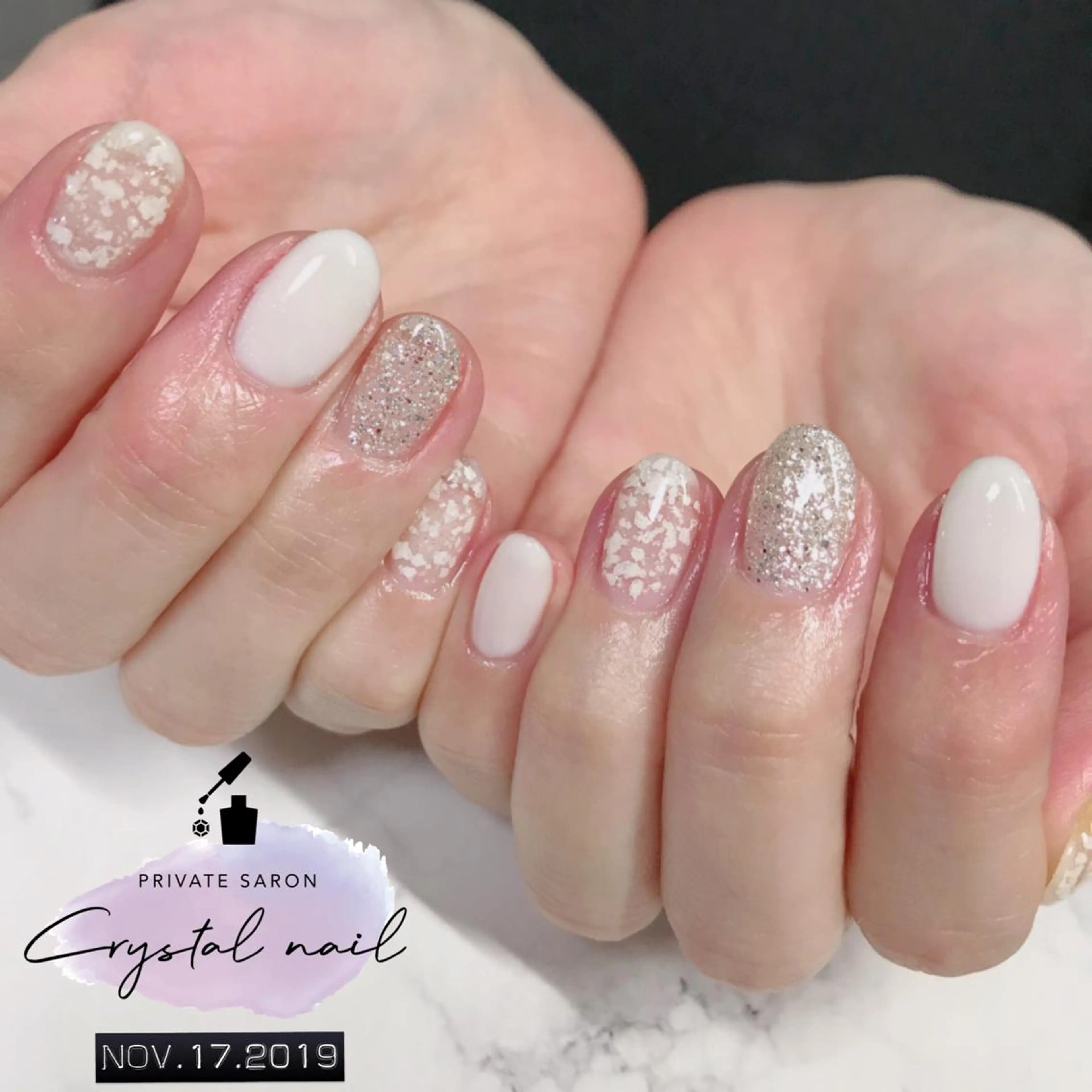 ネイル ホワイト ハンドネイル SCENERY NAILのネイルデザイン