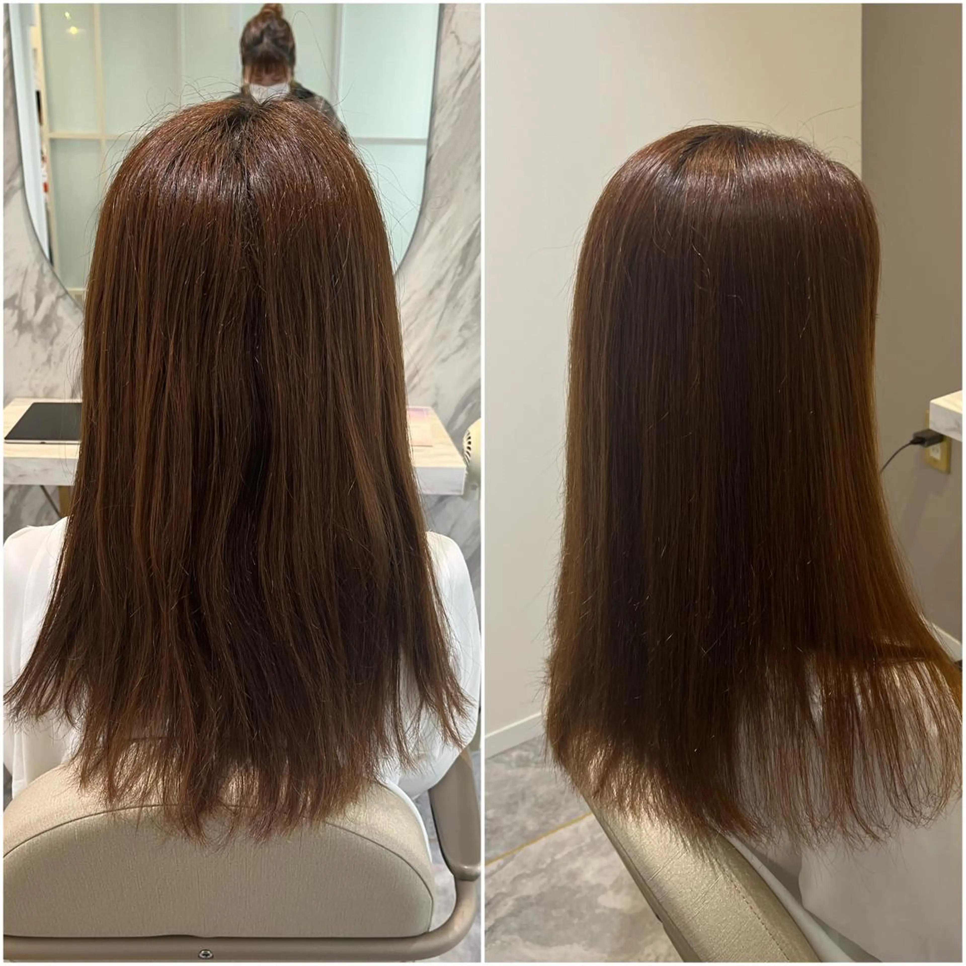 セミロング カット 縮毛矯正 トリートメント 艶ボブ🌼 MAHOのヘアスタイル