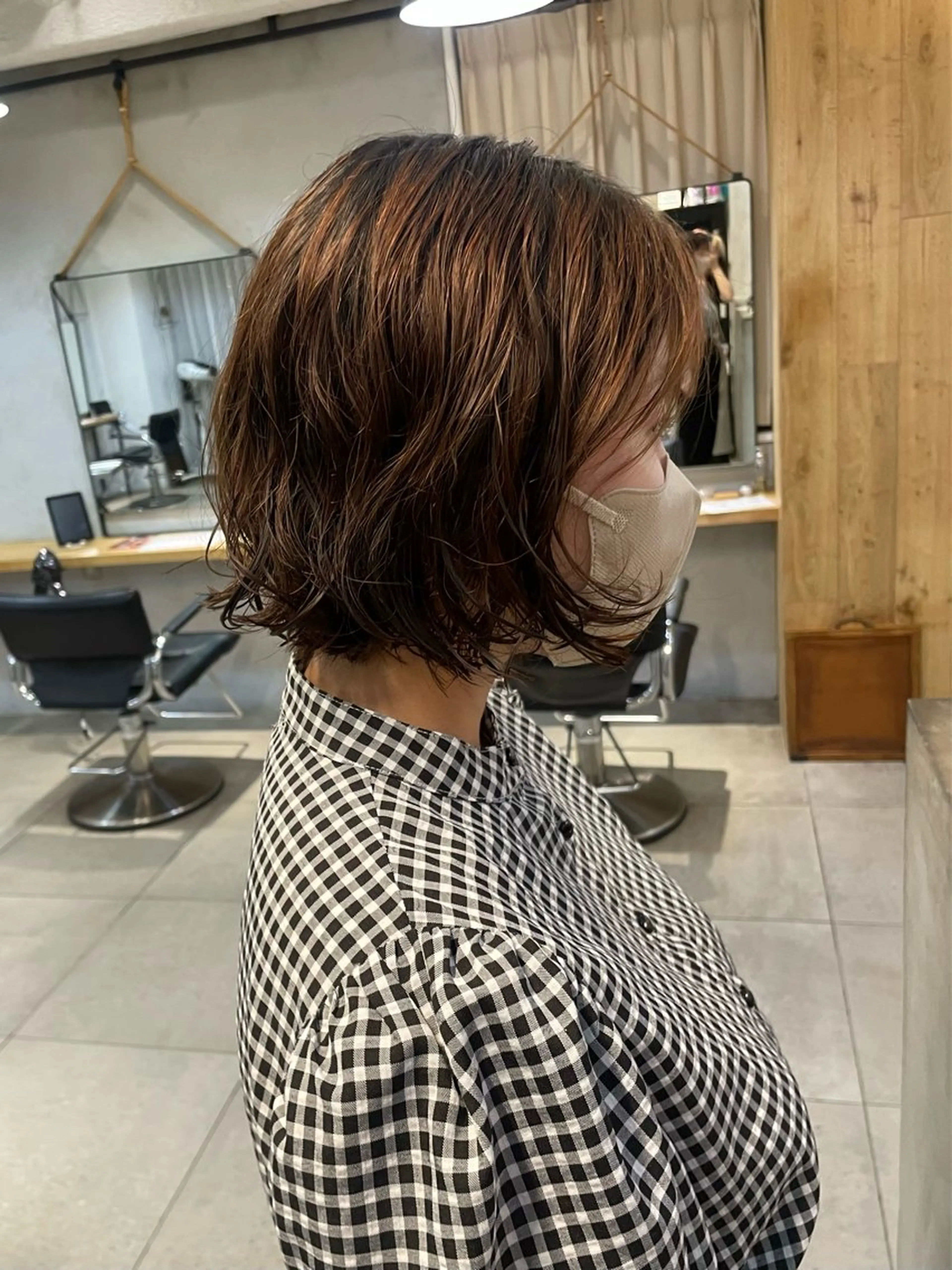ミディアム パーマ ミディアムパーマ ボブ パーマ 赤み消し×透明感 /🌙suwa🌙のヘアスタイル