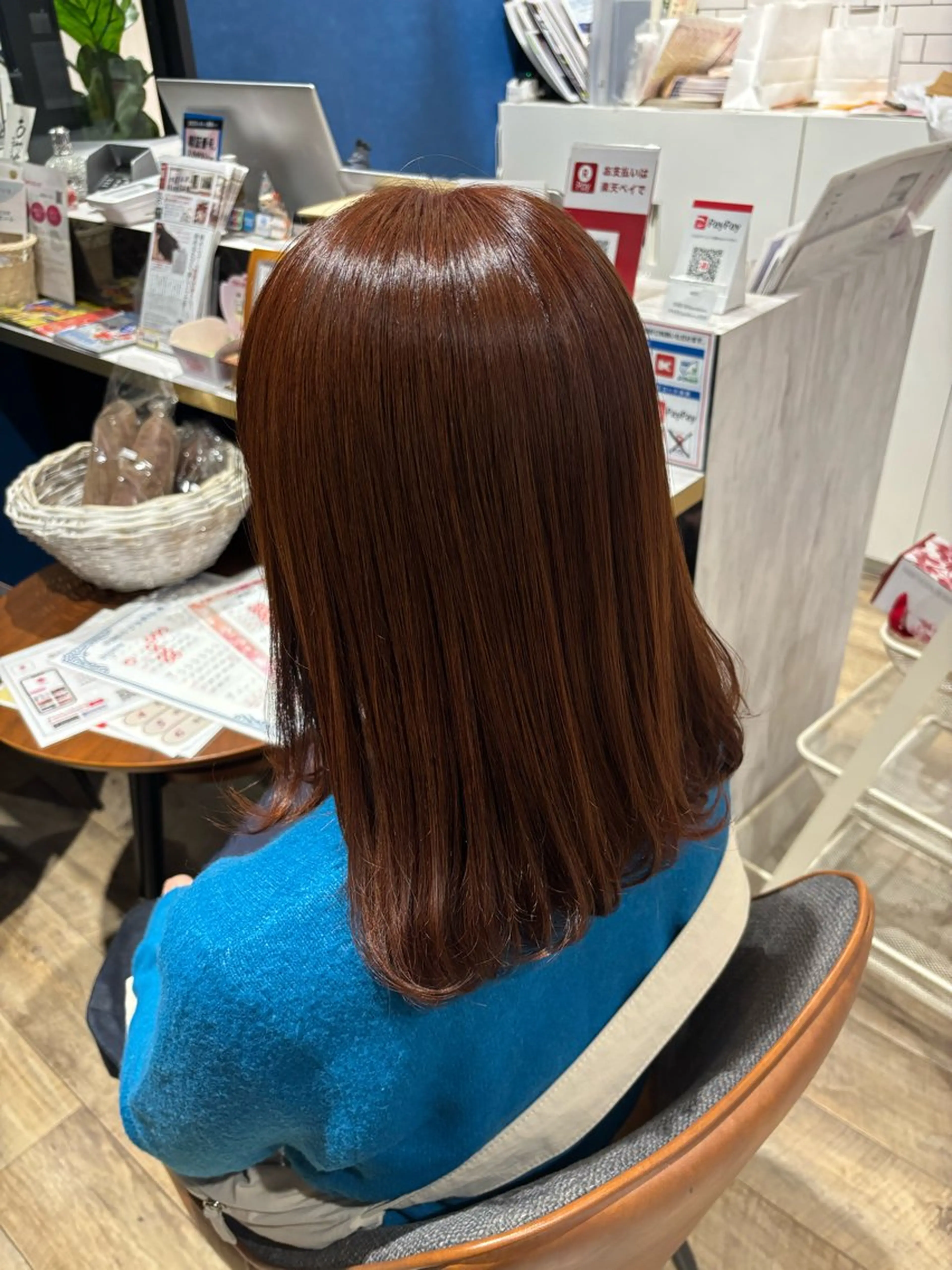 ミディアム オレンジブラウン ヘアカラー 四役 蒼海のヘアスタイル