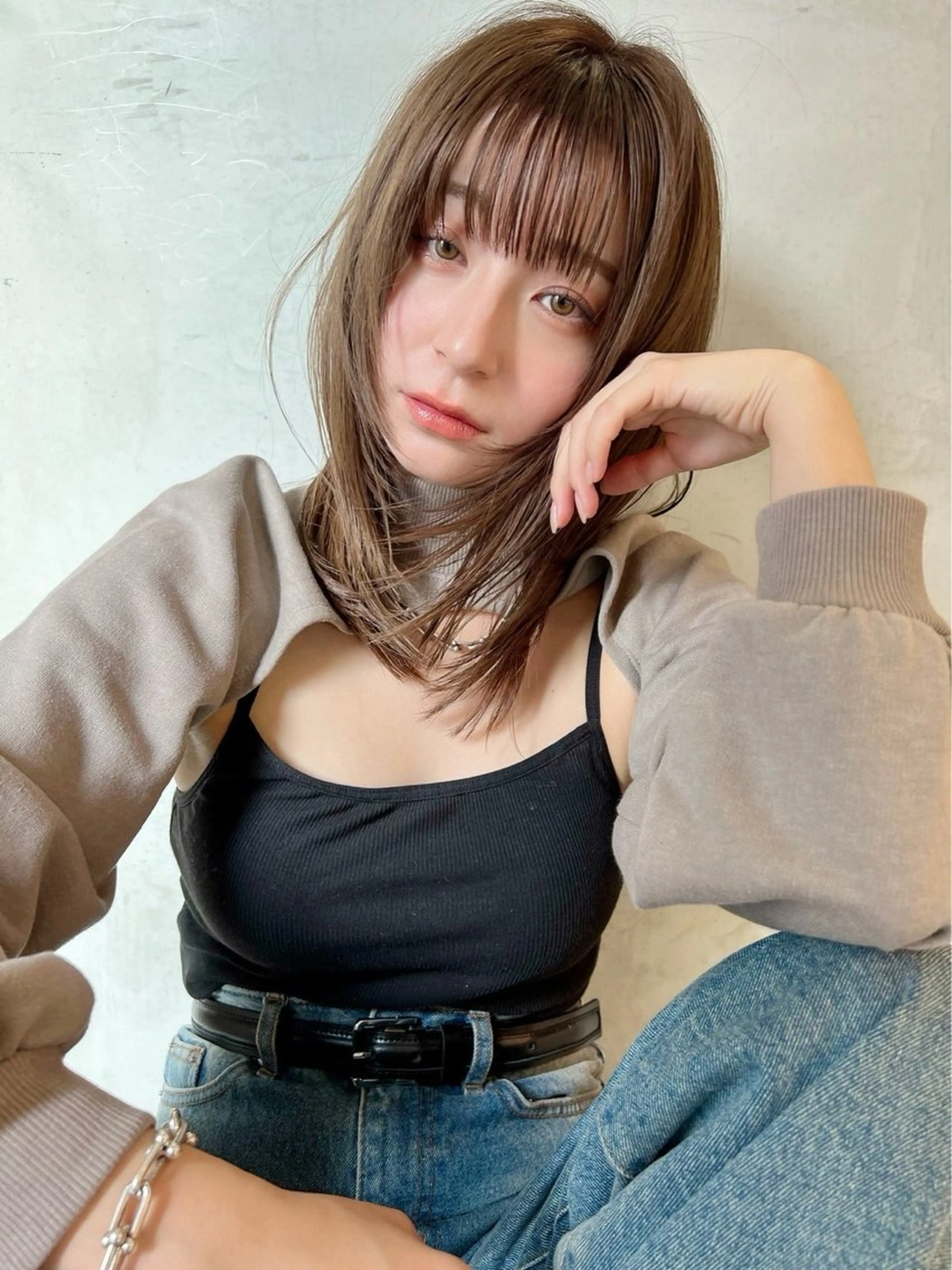 ミディアム 韓国風ヘア レイヤーカット 小顔カット カット ヘアカラー トリートメント ヘッドスパ taiga レイヤー /髪質改善/矯正🌈のヘアスタイル