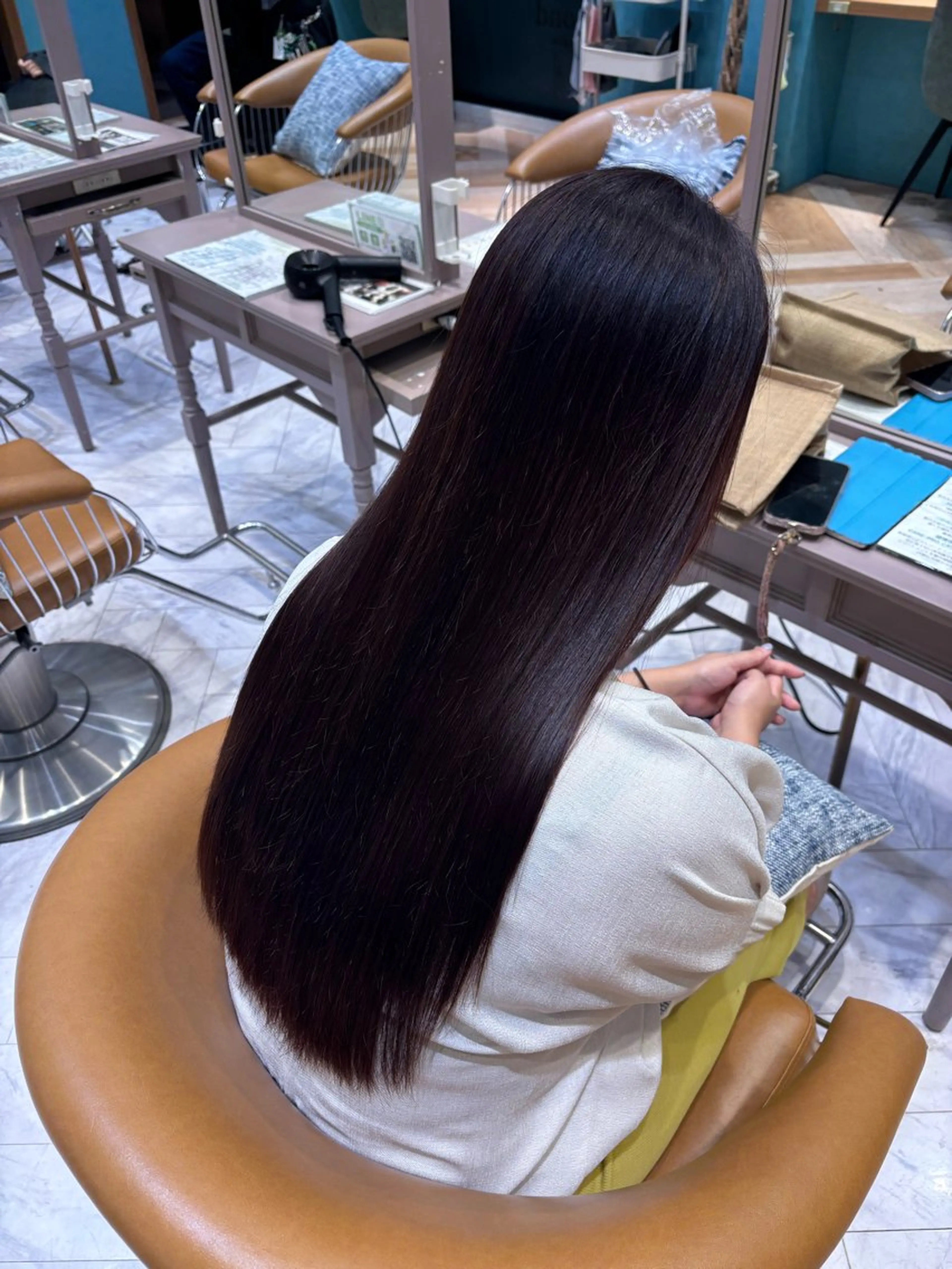 ロング カラー 縮毛矯正 韓国🇰🇷ヘア/似 合わせショート/のヘアスタイル