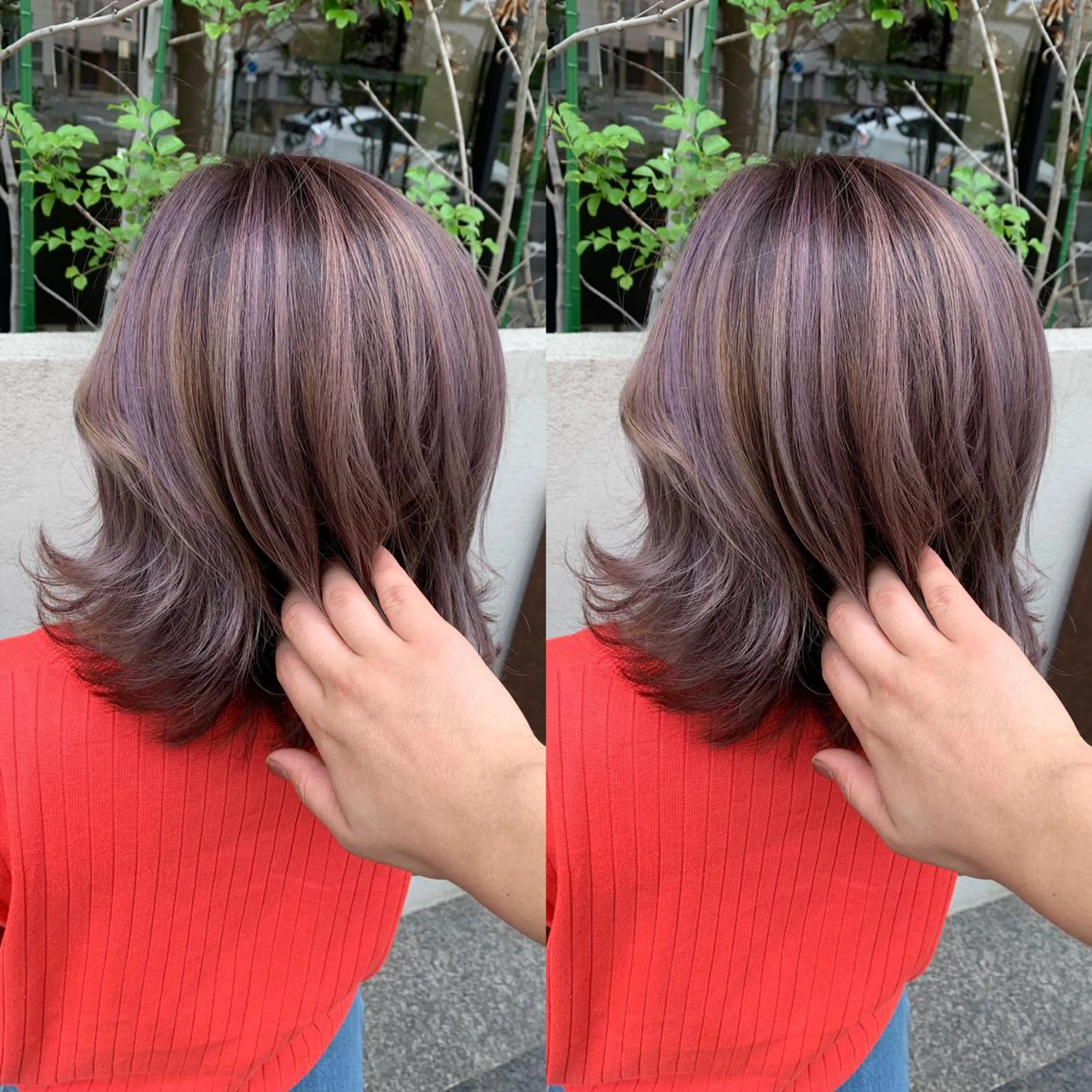 ミディアム カラー バレイヤージュ ブリーチ ケアブリーチ ラベンダーカラー レイヤーカット ヘアカラー 似合わせ/ブリーチ カラー.岡田友仁のヘアスタイル